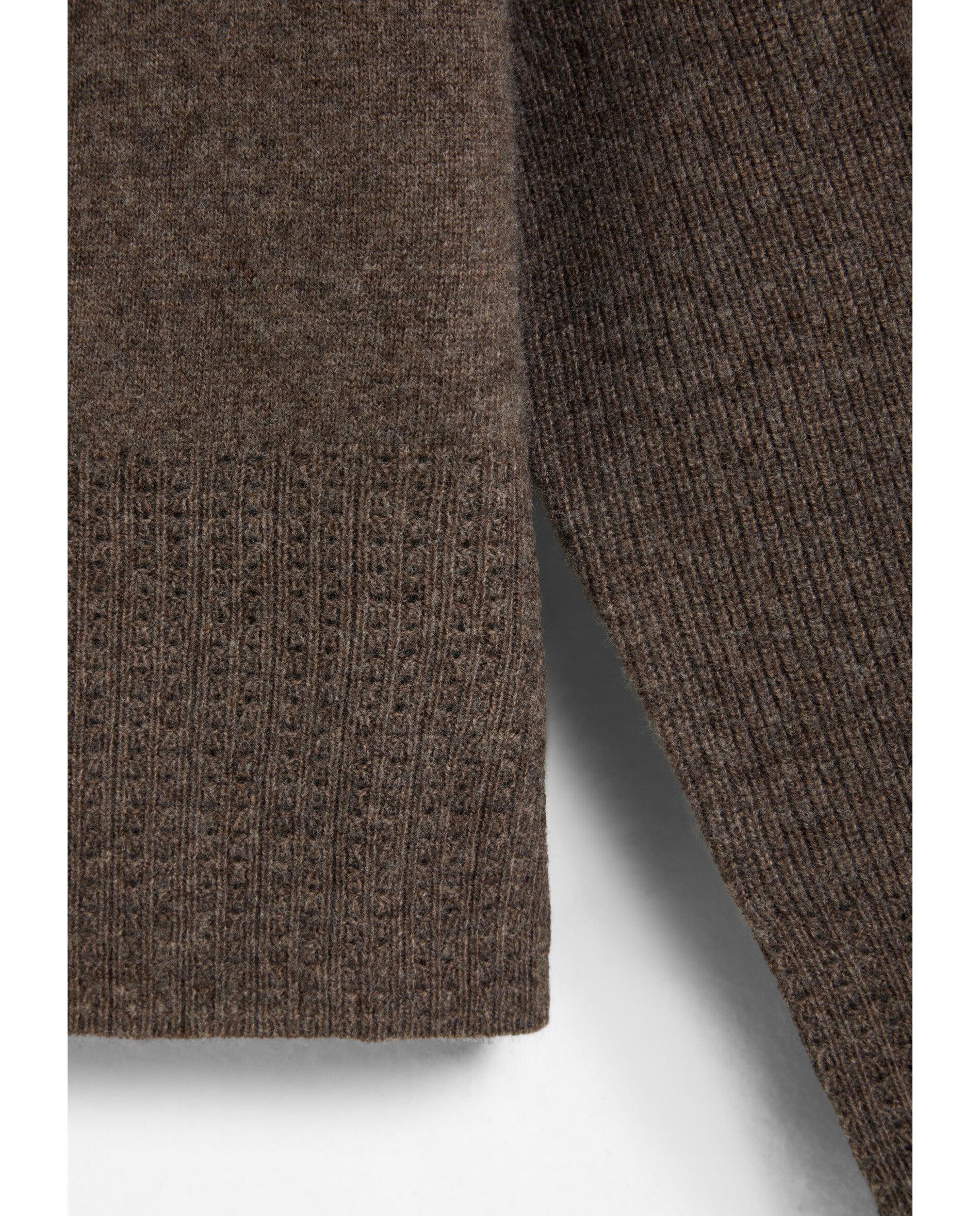 Jersey de mujer de punto texturizado con cuello redondo - Scalpers - Marrón Marrón-2