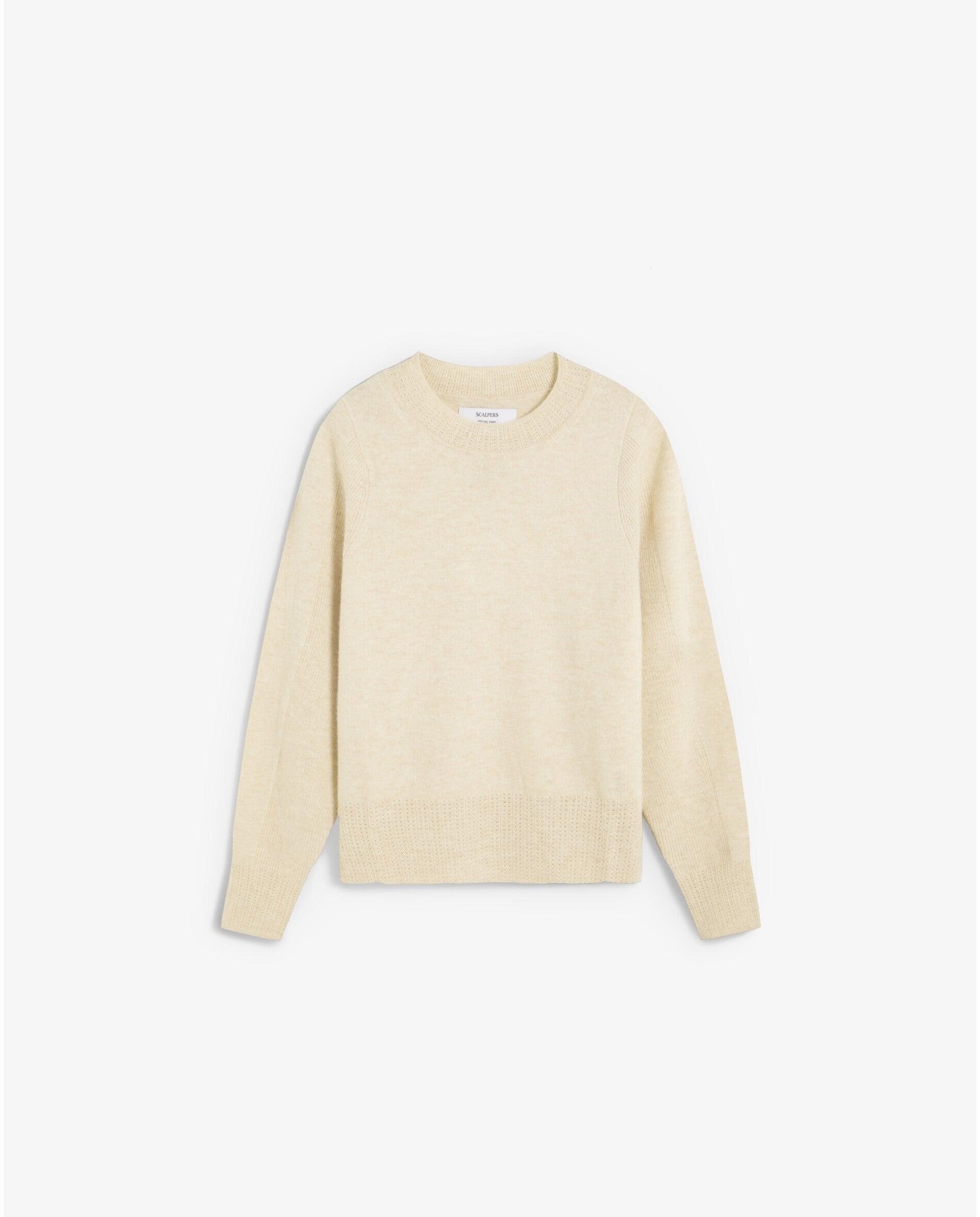 Jersey de mujer de punto texturizado con cuello redondo - Scalpers - Blanco roto Blanco roto-1
