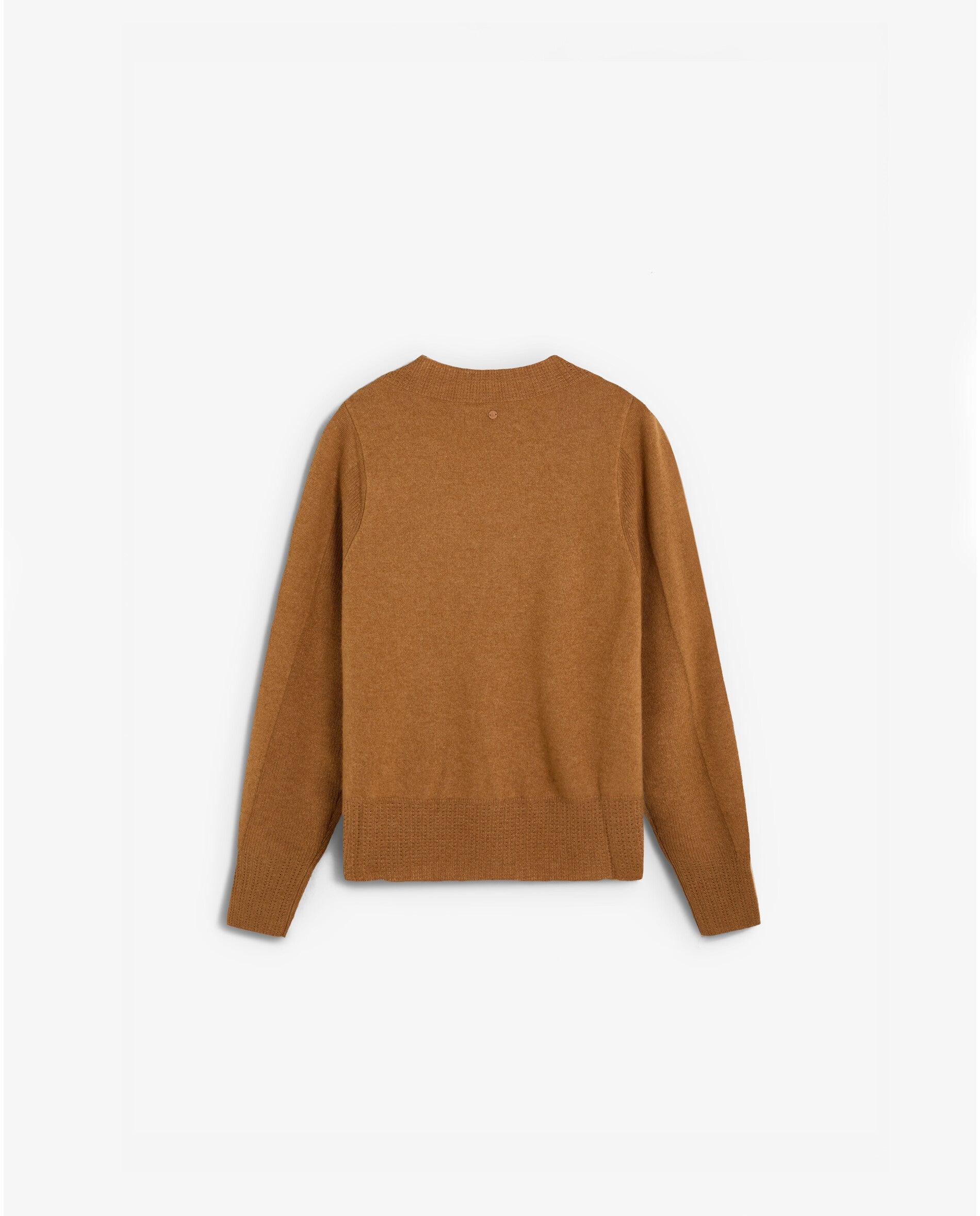 Jersey de mujer de punto liso con cuello de pico - Scalpers - Castaño claro Castaño claro-3