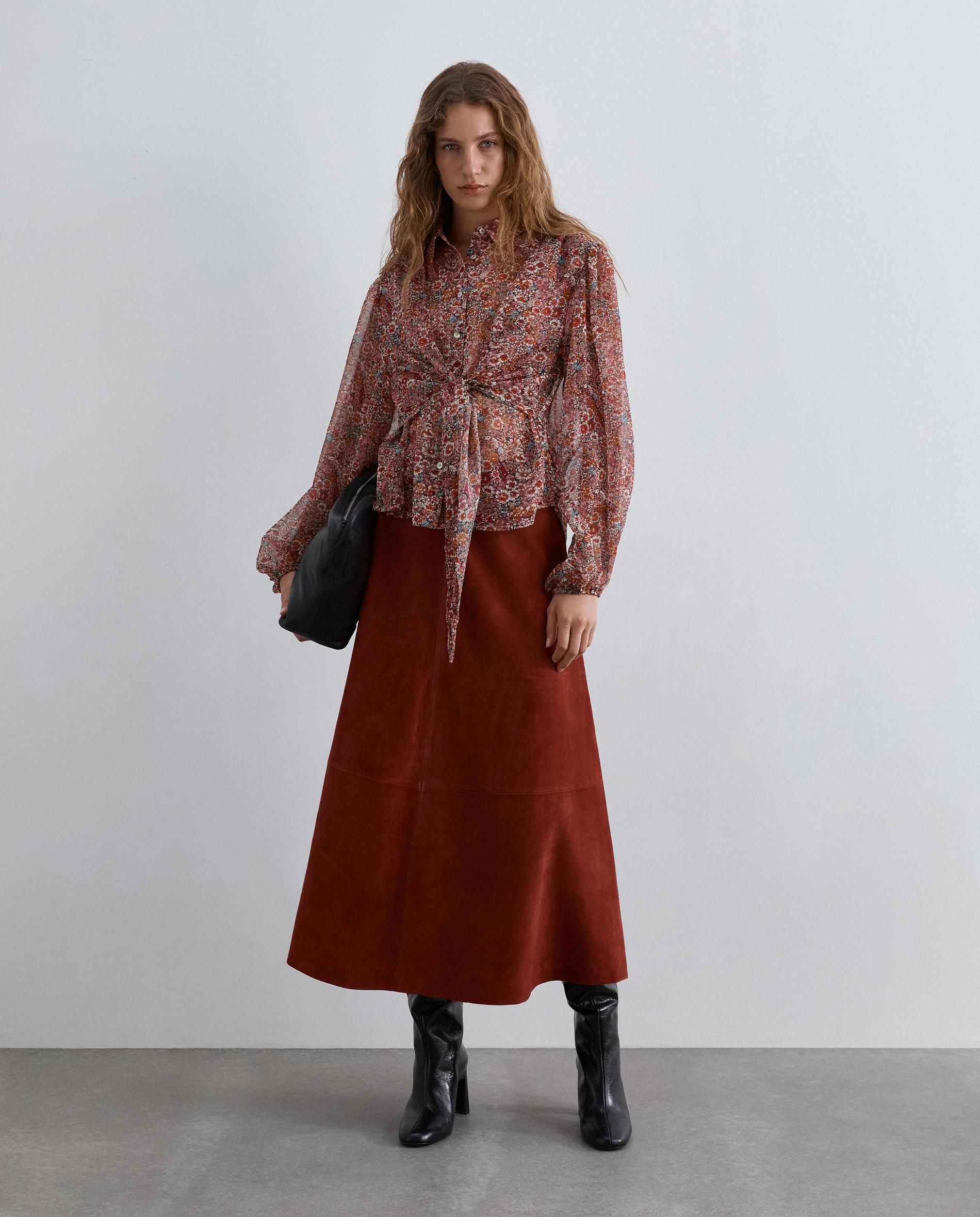 Camisa de mujer estampada en tejido fluido - Scalpers - Rojo Rojo-3