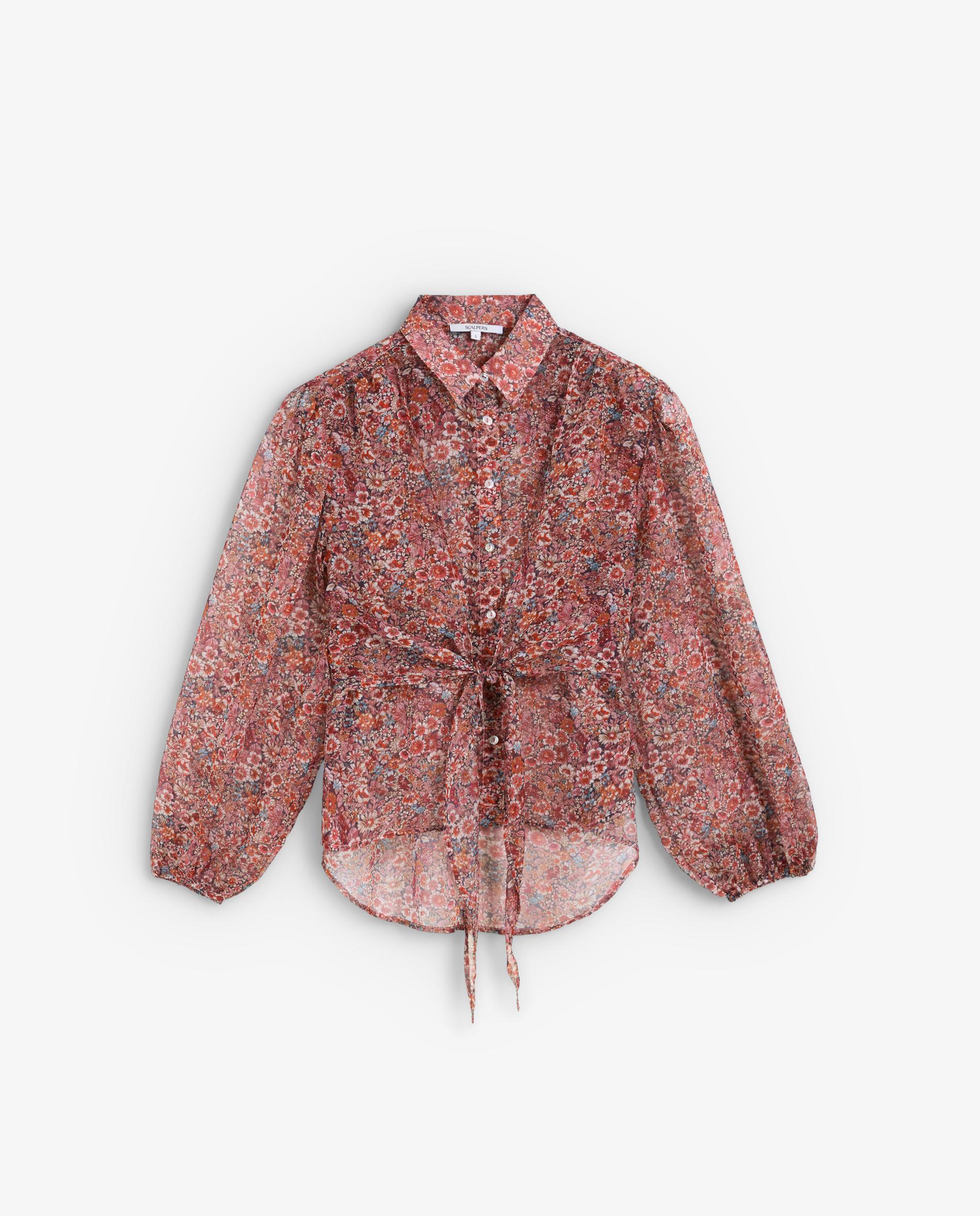 Camisa de mujer estampada en tejido fluido - Scalpers - Rojo Rojo-6