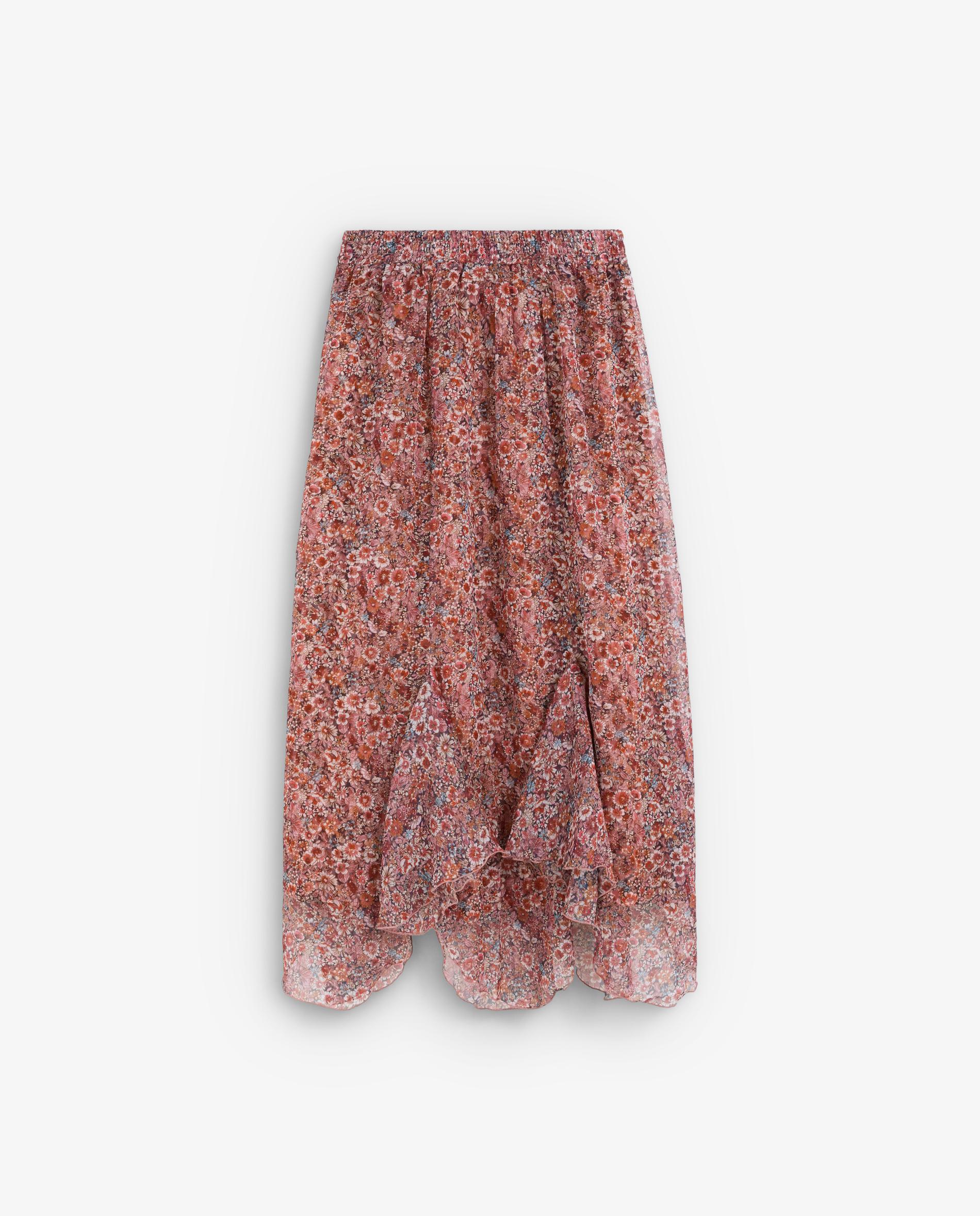 Falda larga estampada en tejido fluido - Scalpers - Rojo Rojo-5