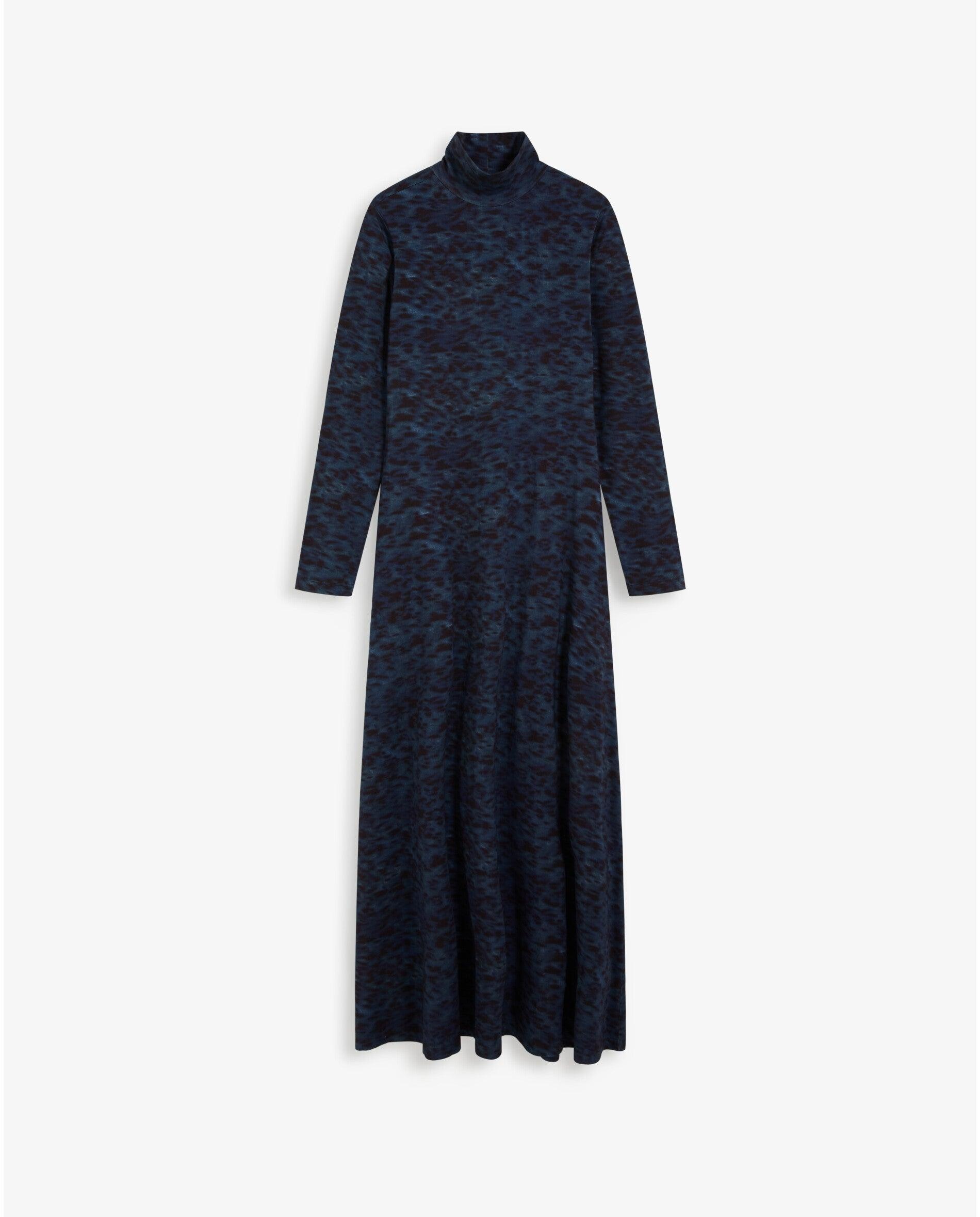 Vestido largo ligeramente elástico con cuello alto - Scalpers - Azul Azul-1