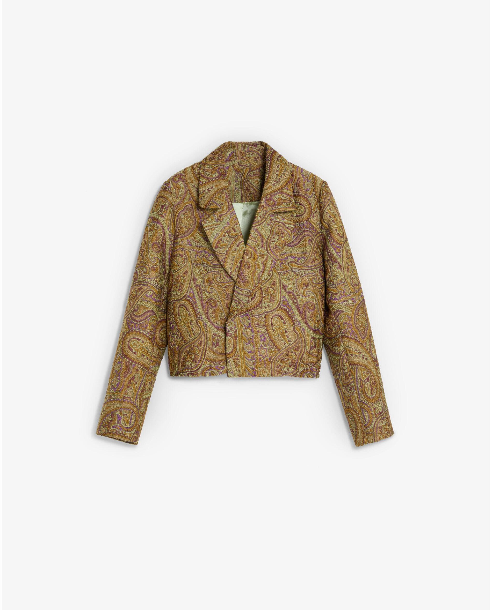 Chaqueta de mujer con solapas y estampado paisley - Scalpers - Verde Verde-5