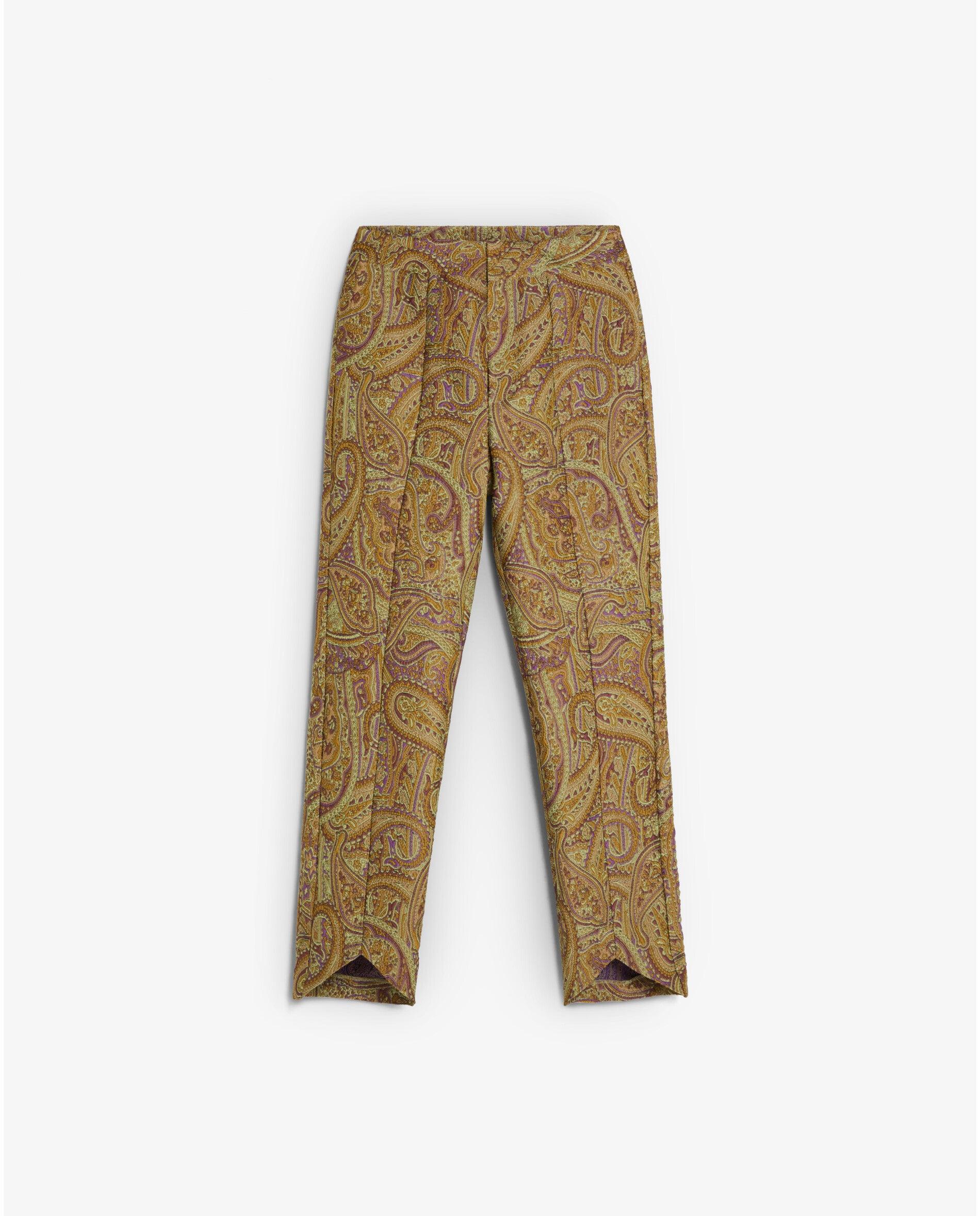Pantalón recto de mujer tobillero con estampado paisley - Scalpers - Verde Verde-5