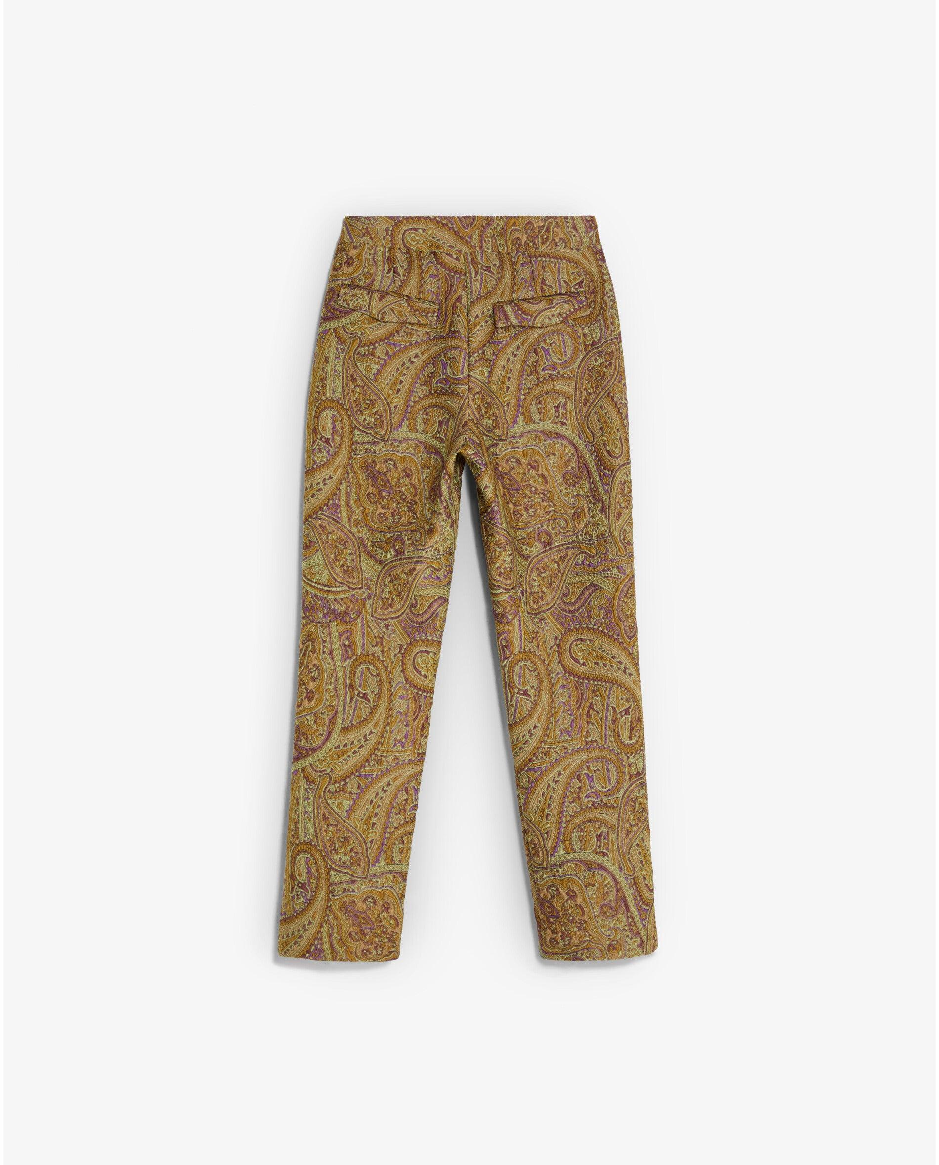 Pantalón recto de mujer tobillero con estampado paisley - Scalpers - Verde Verde-4