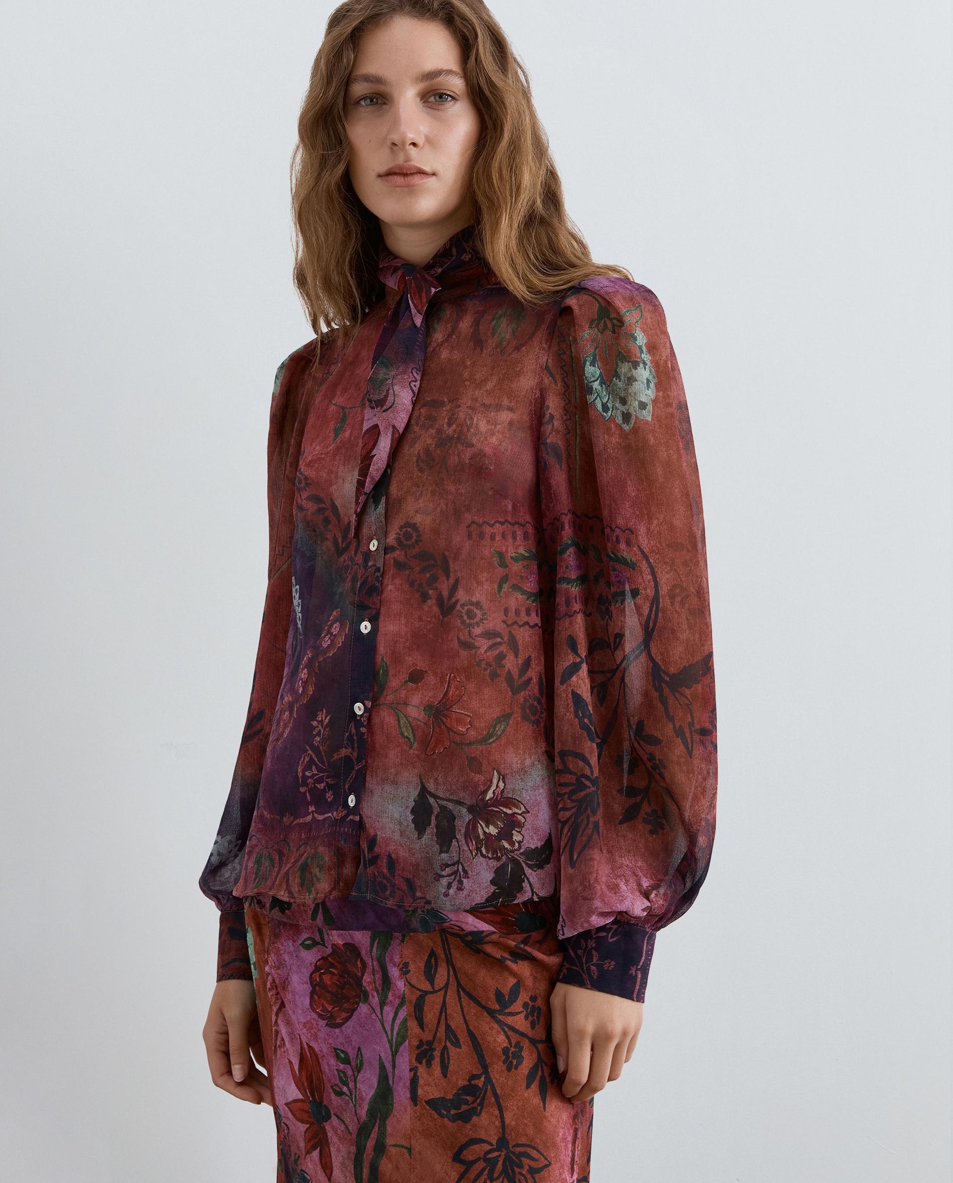 Camisa de mujer de manga larga con flores - Scalpers - Morado Morado-1