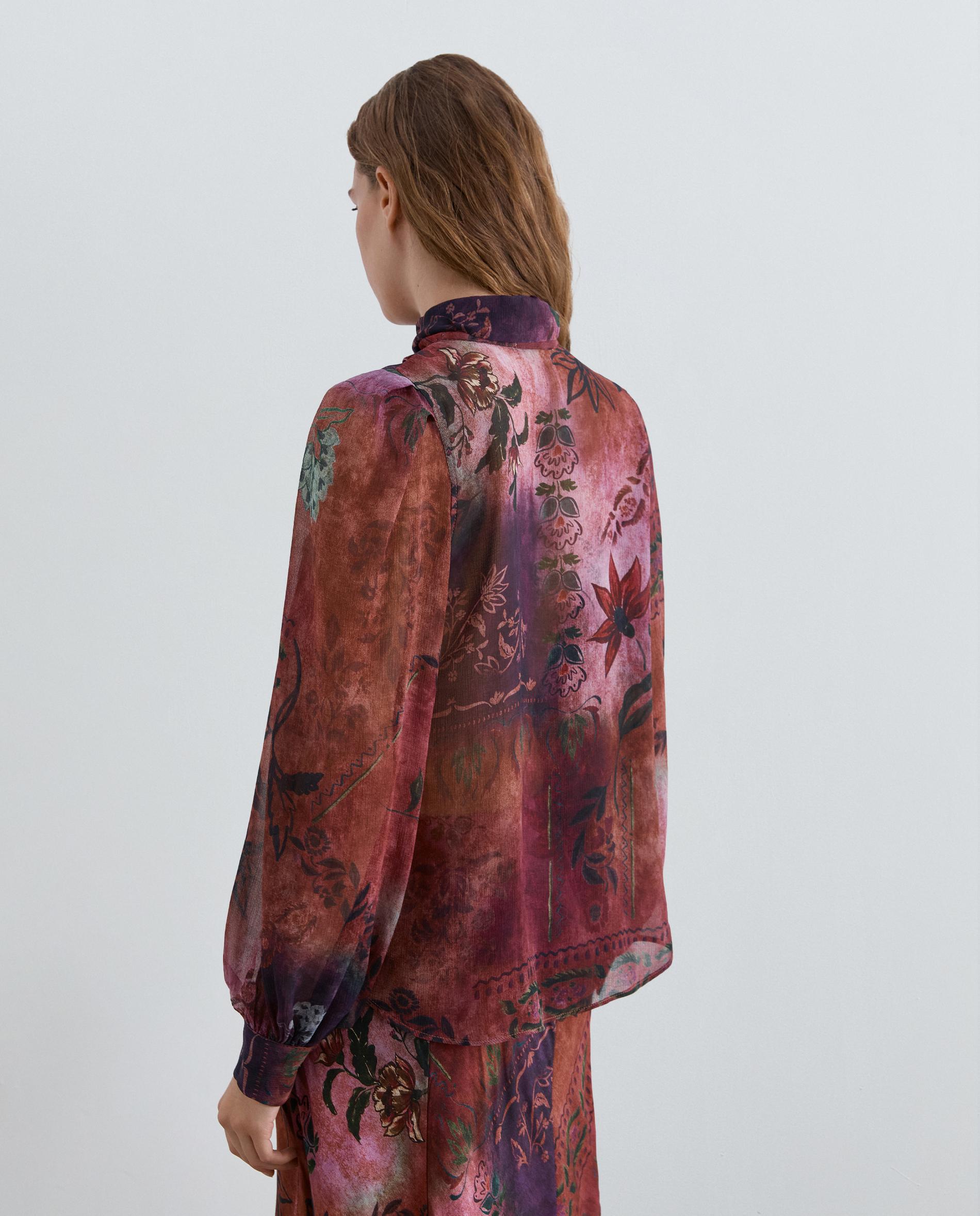 Camisa de mujer de manga larga con flores - Scalpers - Morado Morado-2