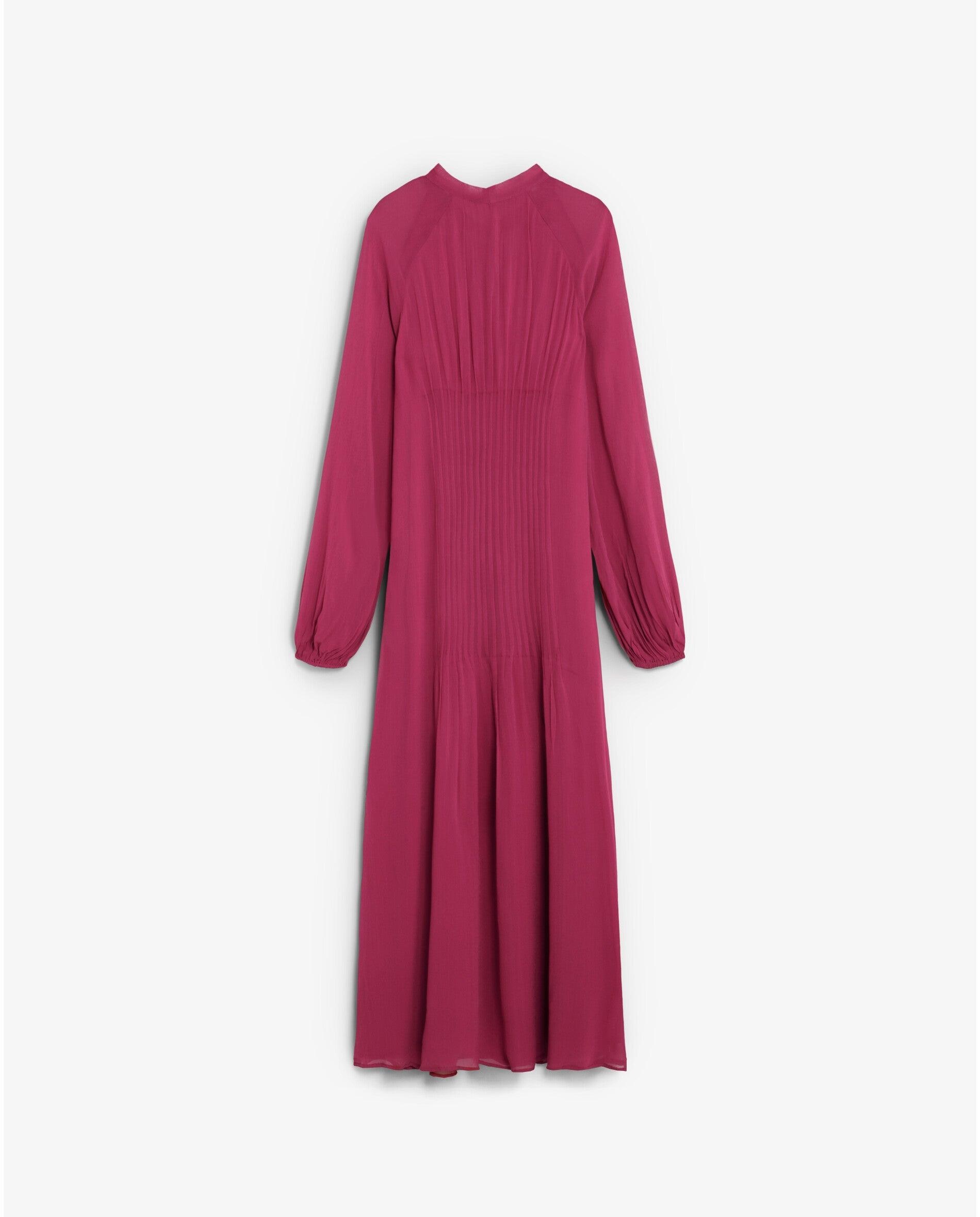 Vestido largo vaporoso con lazada en el cuello - Scalpers - Fucsia Fucsia-2