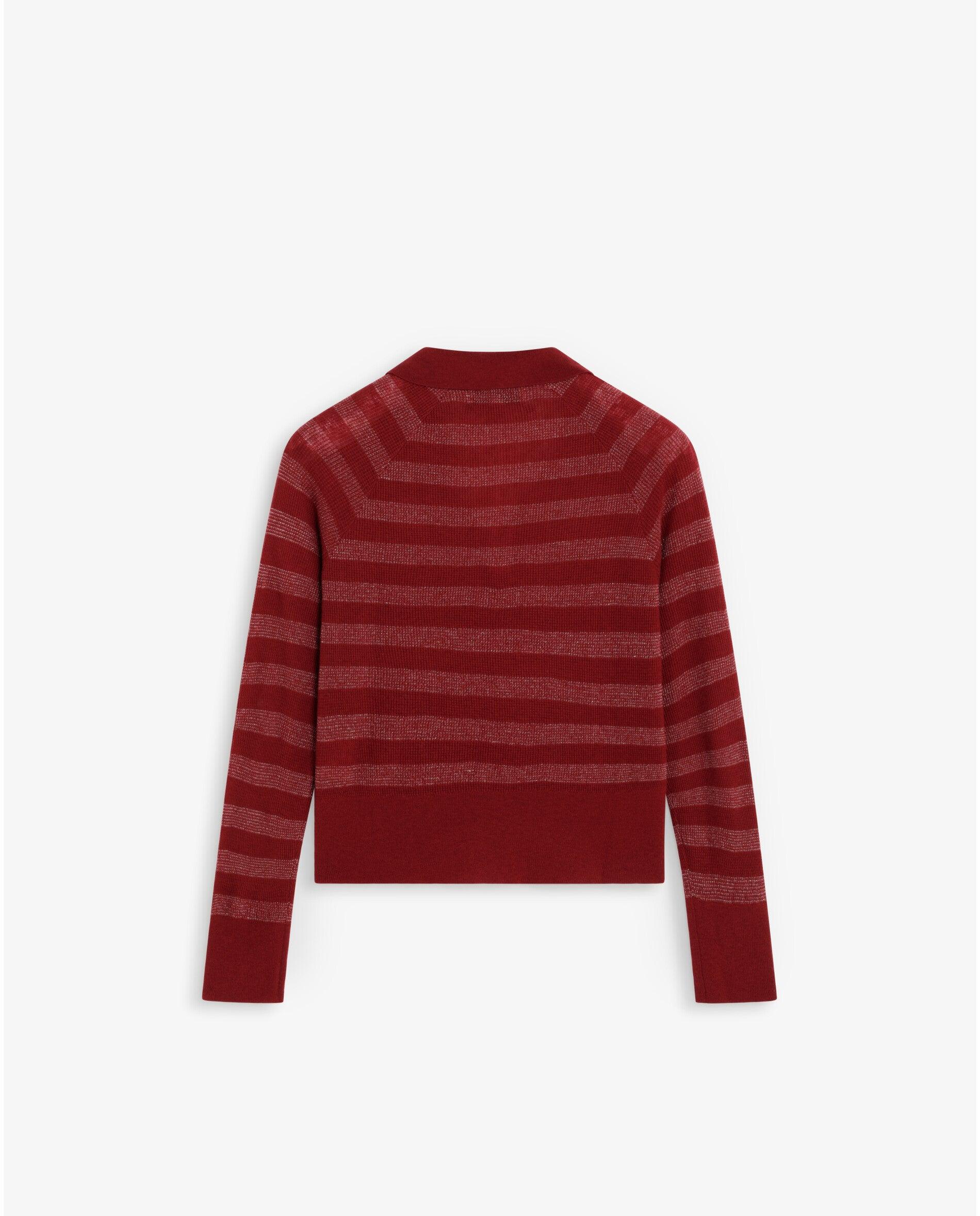 Jersey de mujer a rayas con cuello polo - Scalpers - Rojo Rojo-2
