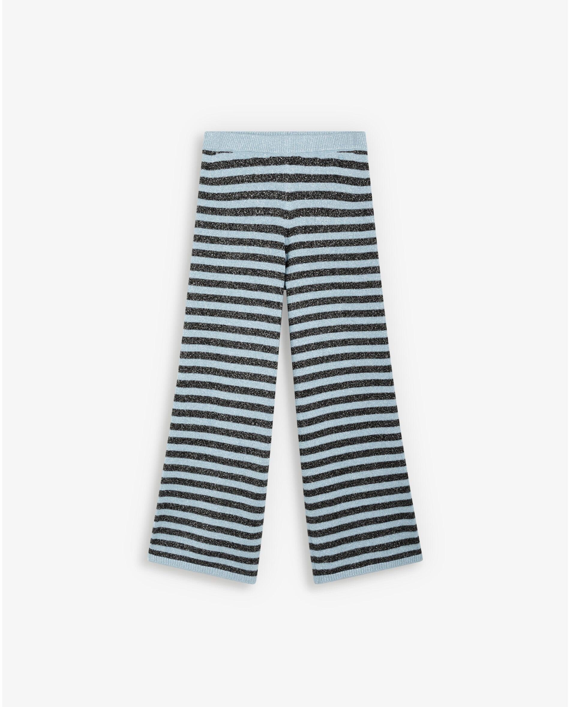 Pantalón de punto a rayas con cintura elástica - Scalpers - Azul claro Azul claro-1