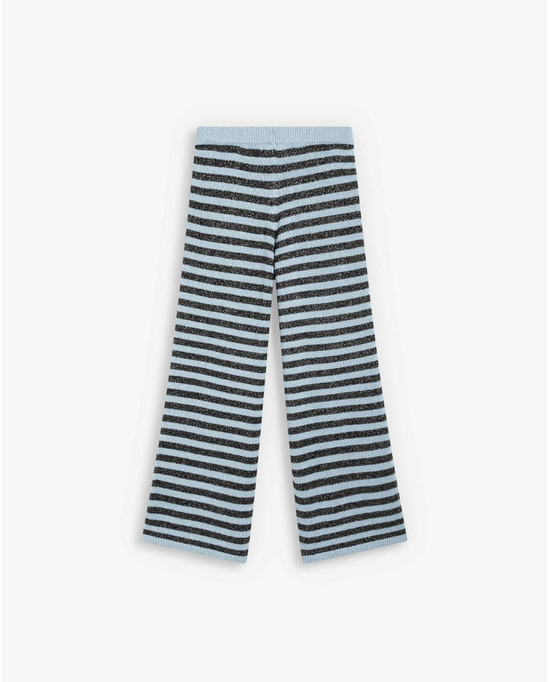 Pantalón de punto a rayas con cintura elástica - Scalpers - Azul claro Azul claro-2
