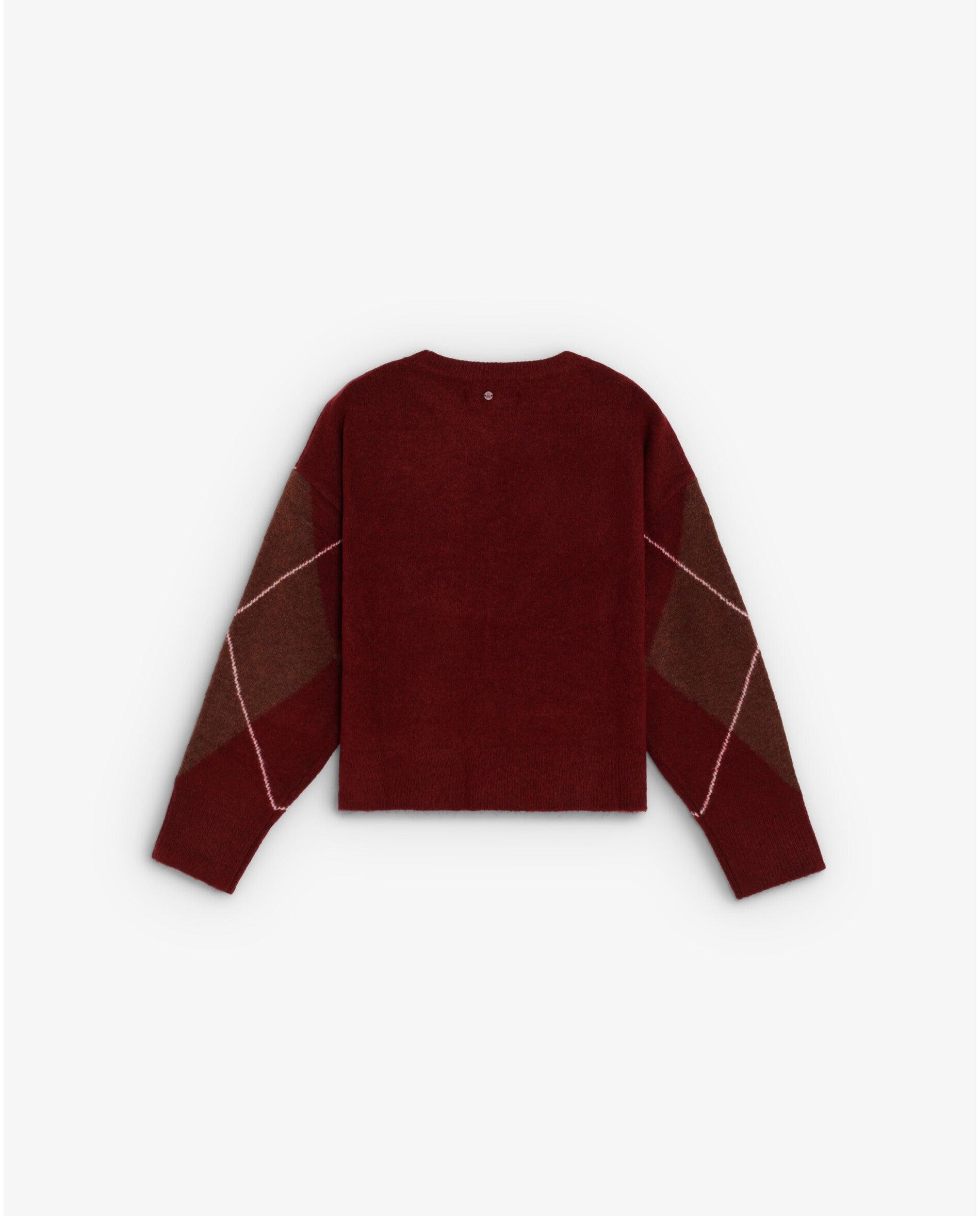 Jersey de mujer con cuello redondo y estampado de rombos - Scalpers - Burdeos Burdeos-4