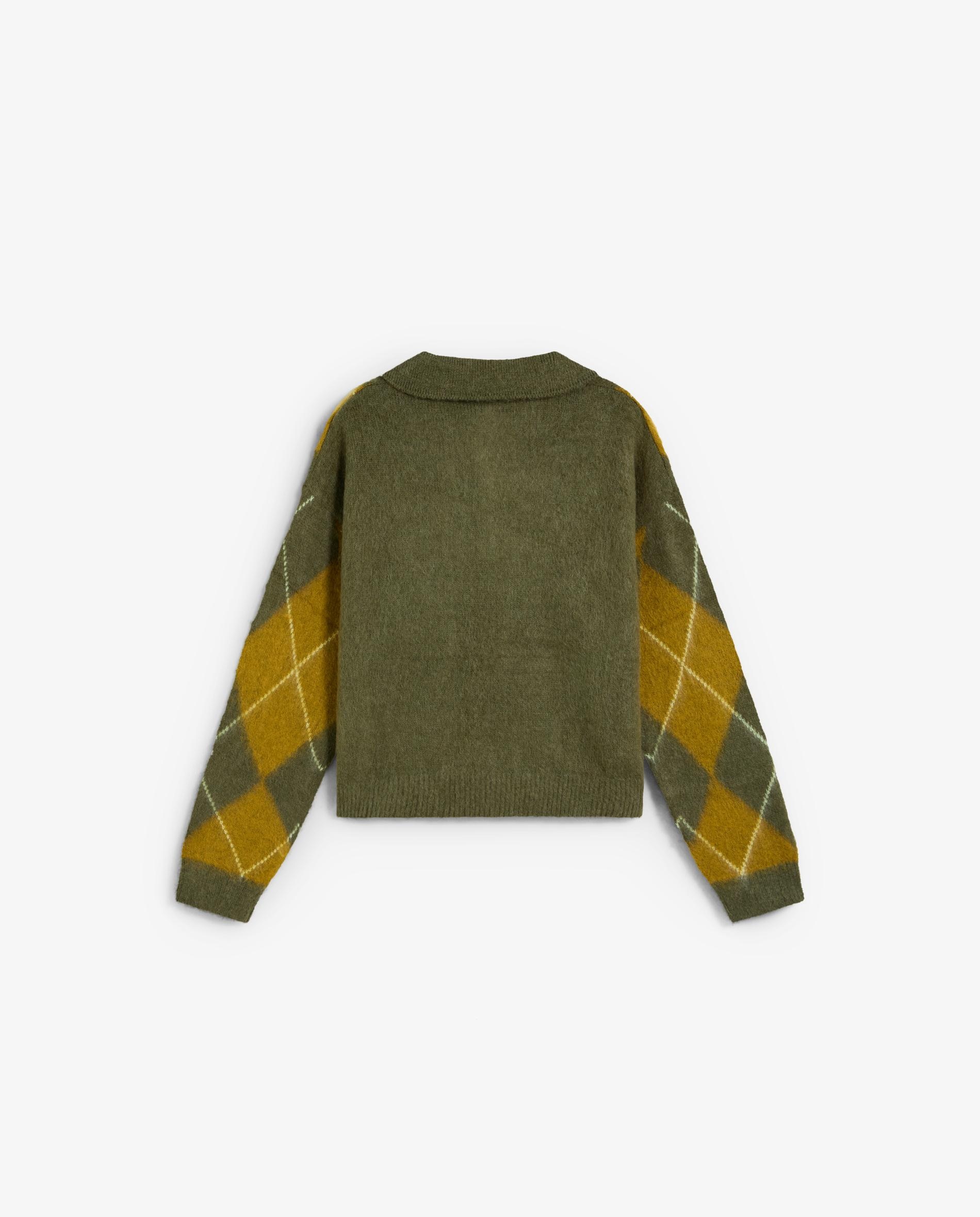 Jersey de mujer con cuello polo y estampado de rombos - Scalpers - Verde Oliva Verde Oliva-2