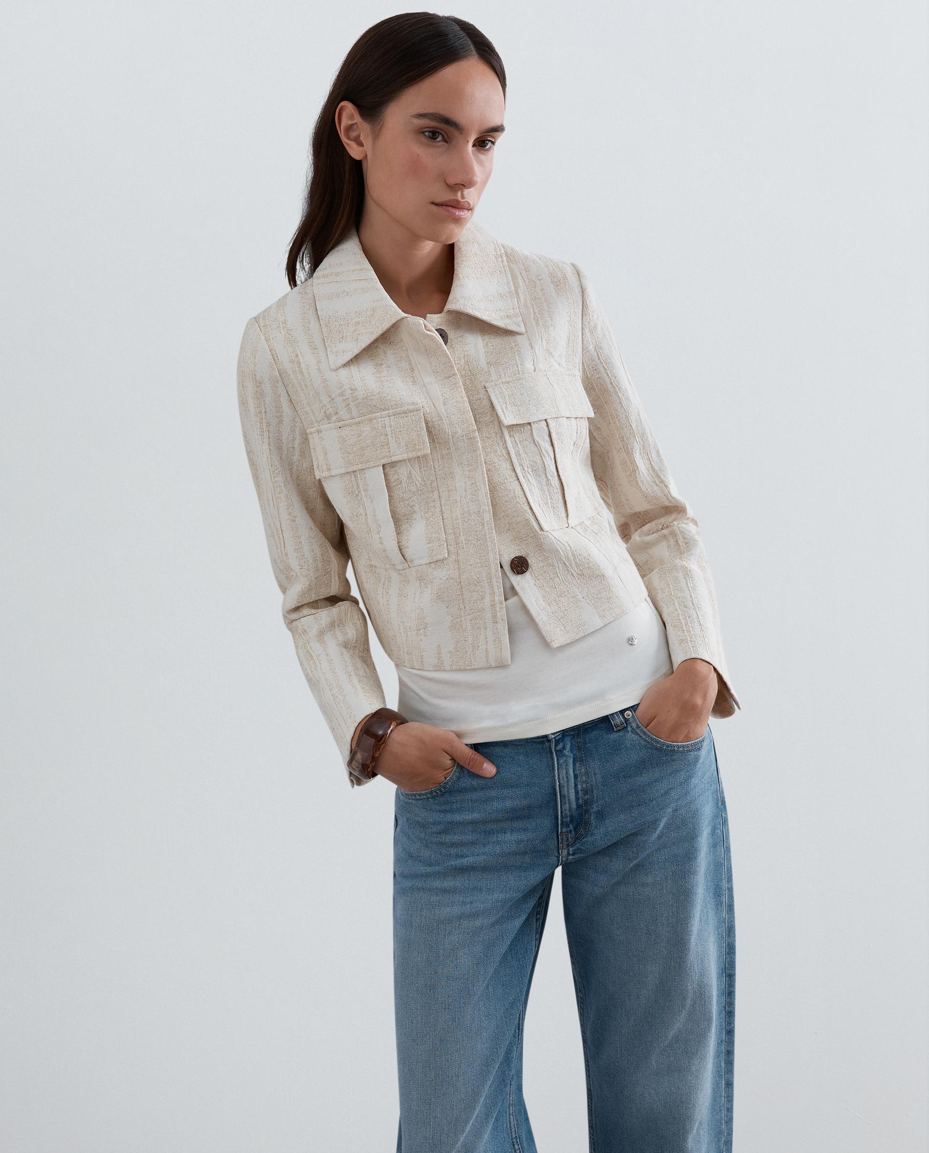 Imagen 0 de Chaqueta de mujer slim fit en tejido rústico Crudo