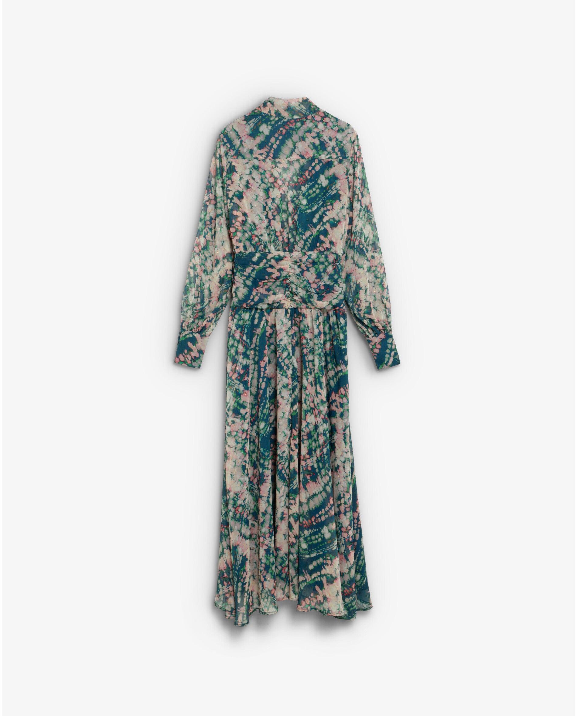 Vestido midi estampado en tejido fluido - Scalpers - Verde Verde-2