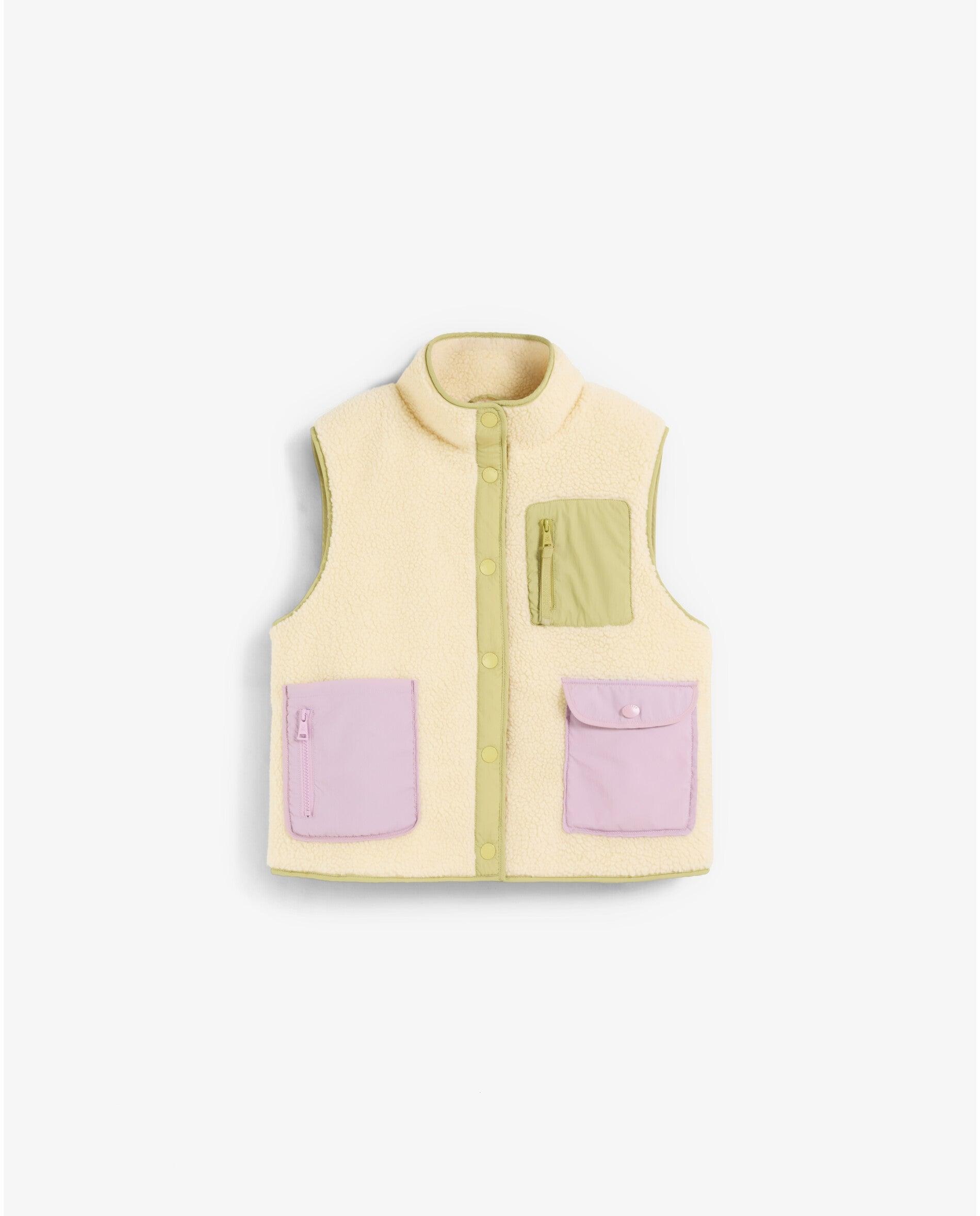 Chaleco de mujer con textura de borreguillo y botones a presión - Scalpers - Crudo Crudo-1