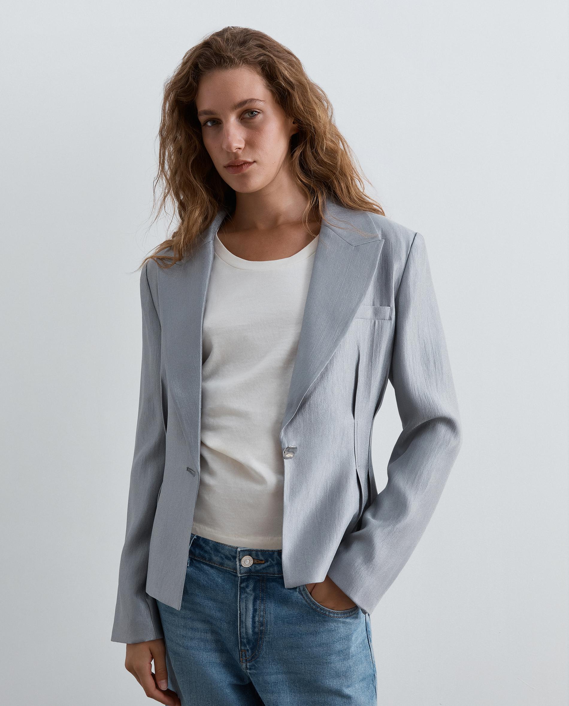 Blazer de mujer entallada en tejido satinado - Scalpers - Gris Gris-1