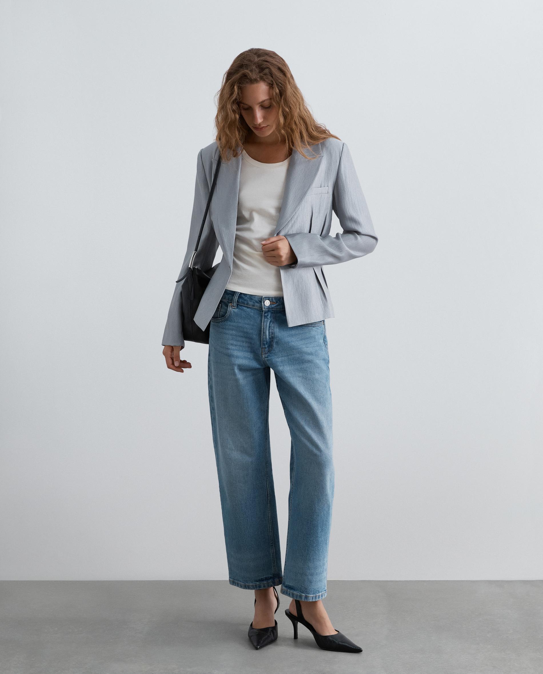 Blazer de mujer entallada en tejido satinado - Scalpers - Gris Gris-3
