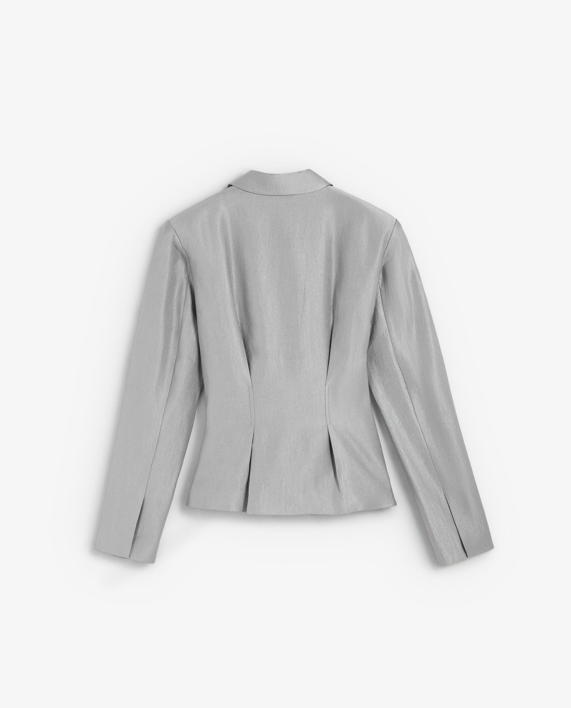 Blazer de mujer entallada en tejido satinado - Scalpers - Gris Gris-5