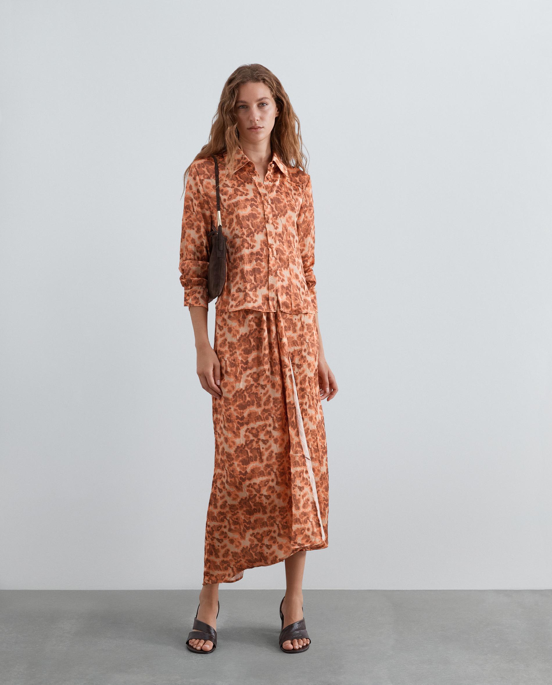 Falda midi con estampado animal - Scalpers - Naranja Naranja-1