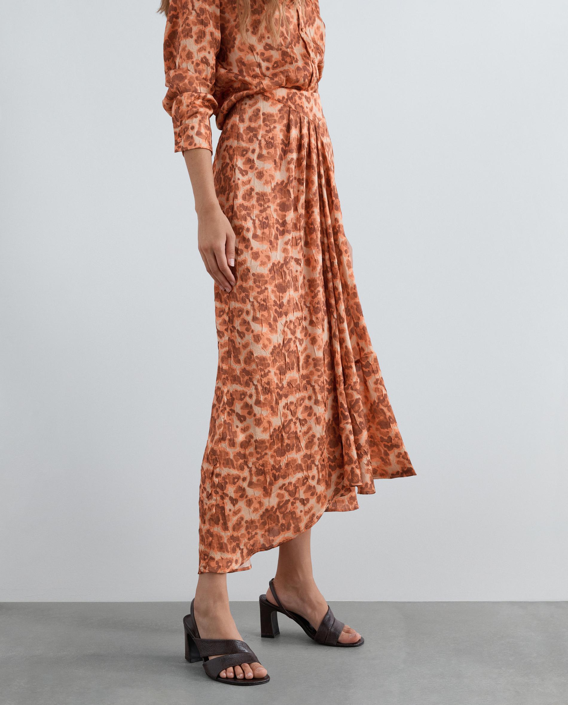 Falda midi con estampado animal - Scalpers - Naranja Naranja-2