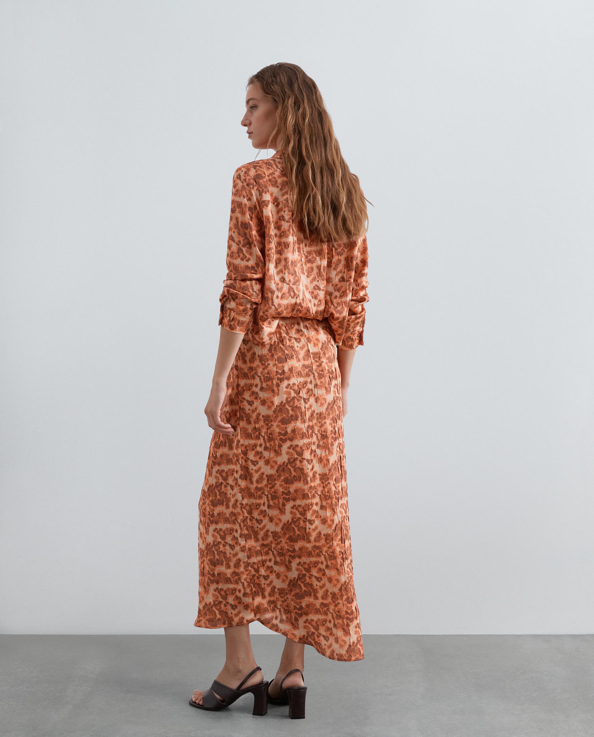 Falda midi con estampado animal - Scalpers - Naranja Naranja-3