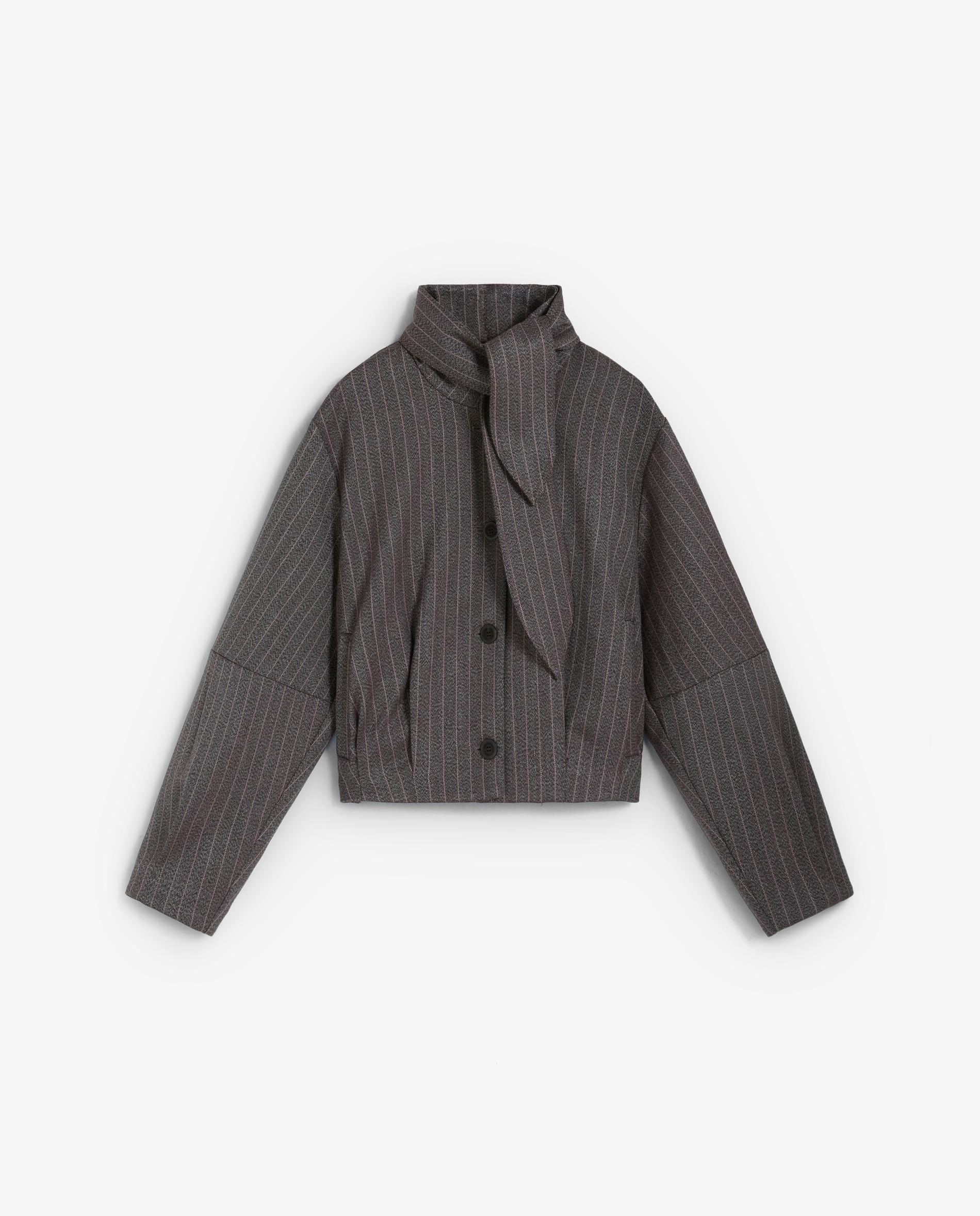 Chaqueta de mujer tipo bomber de raya diplomática - Scalpers - Tabaco Tabaco-6