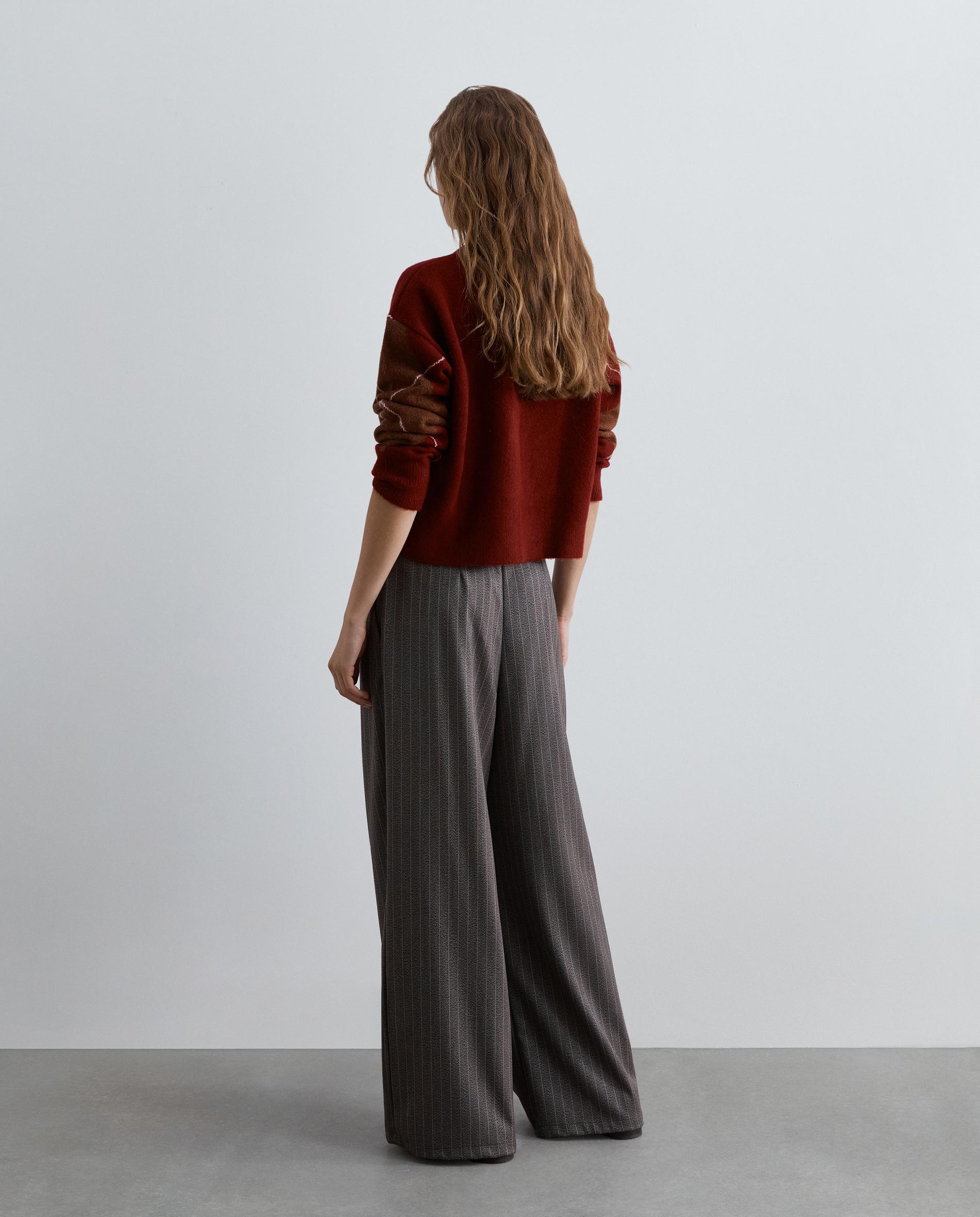 Pantalón ancho de mujer con pinzas y raya diplomática - Scalpers - Tabaco Tabaco-3