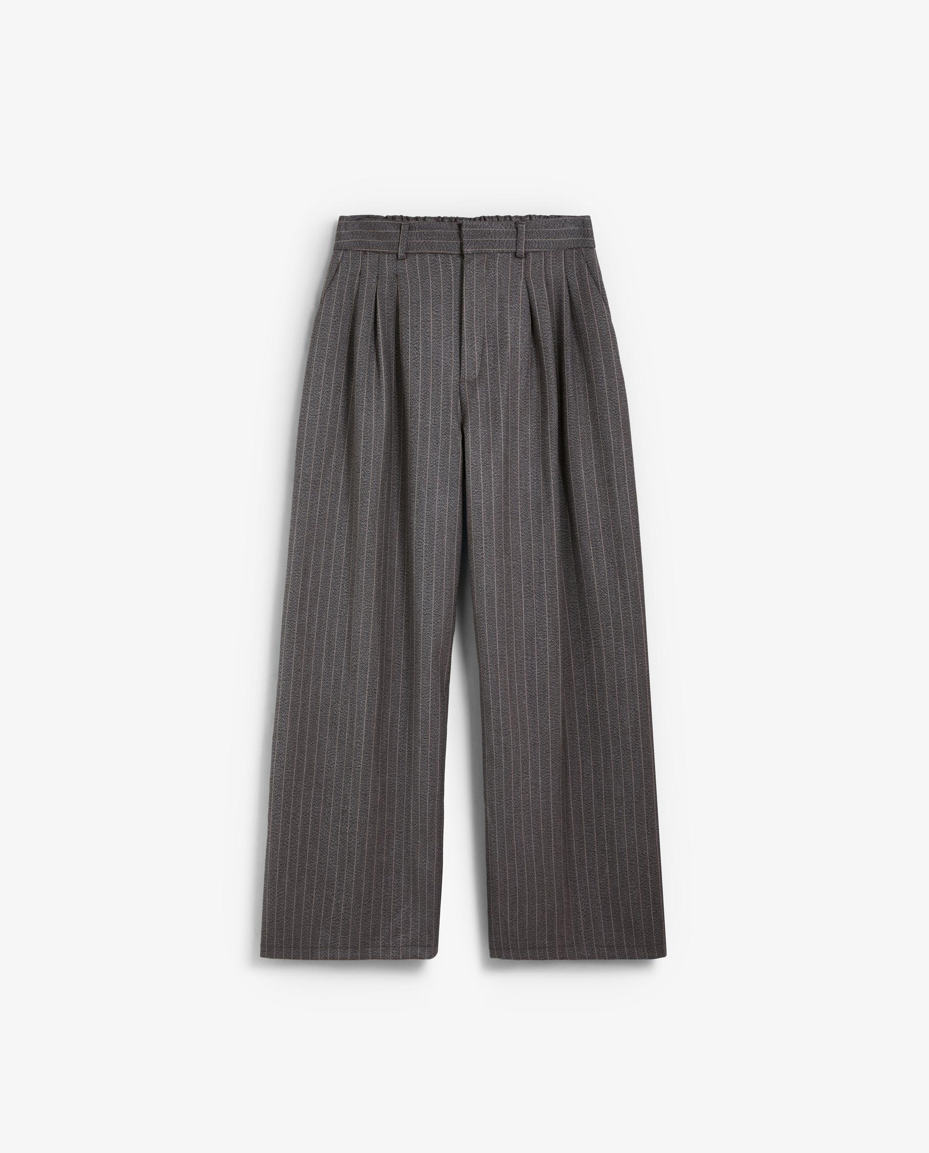 Pantalón ancho de mujer con pinzas y raya diplomática - Scalpers - Tabaco Tabaco-5