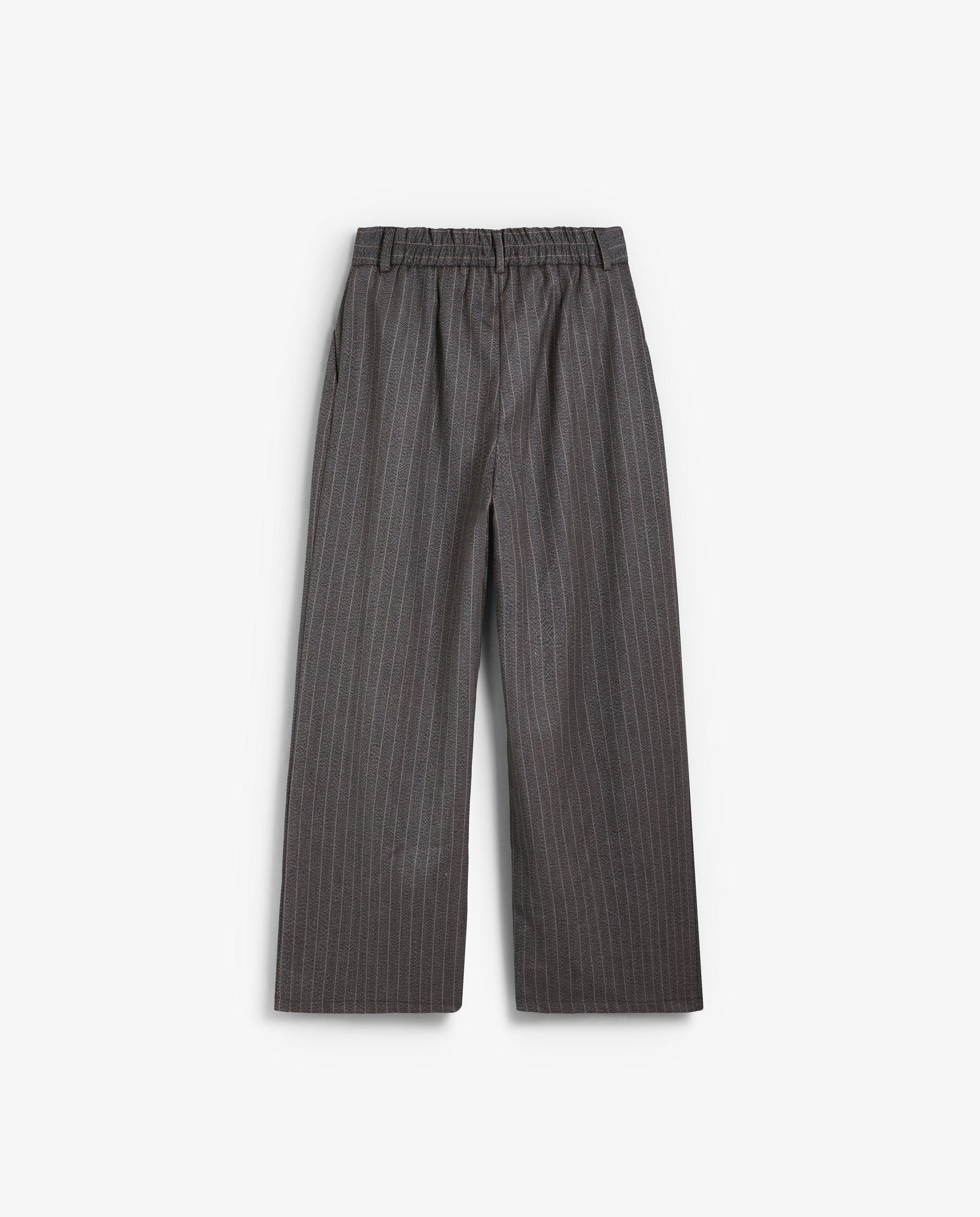 Pantalón ancho de mujer con pinzas y raya diplomática - Scalpers - Tabaco Tabaco-4
