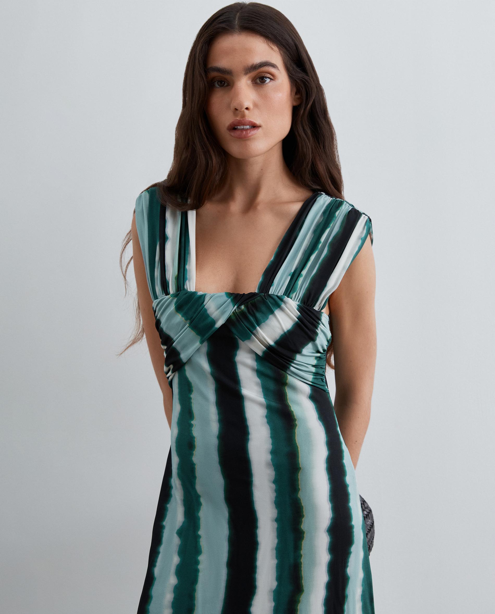 Vestido midi de tirantes con estampado de rayas - Scalpers - Verde Verde-2