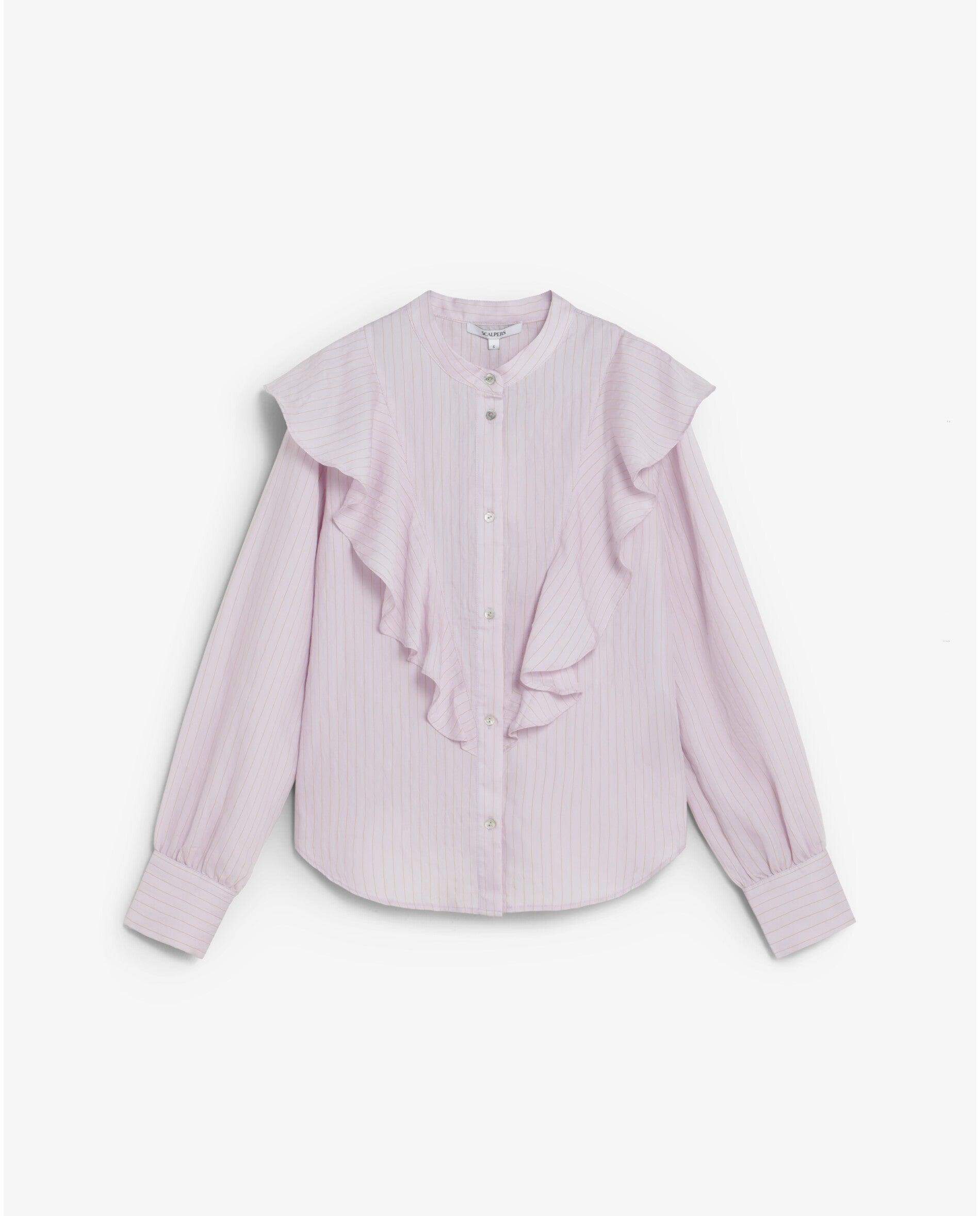 Camisa de mujer de rayas con volantes - Scalpers - Lila Lila-1