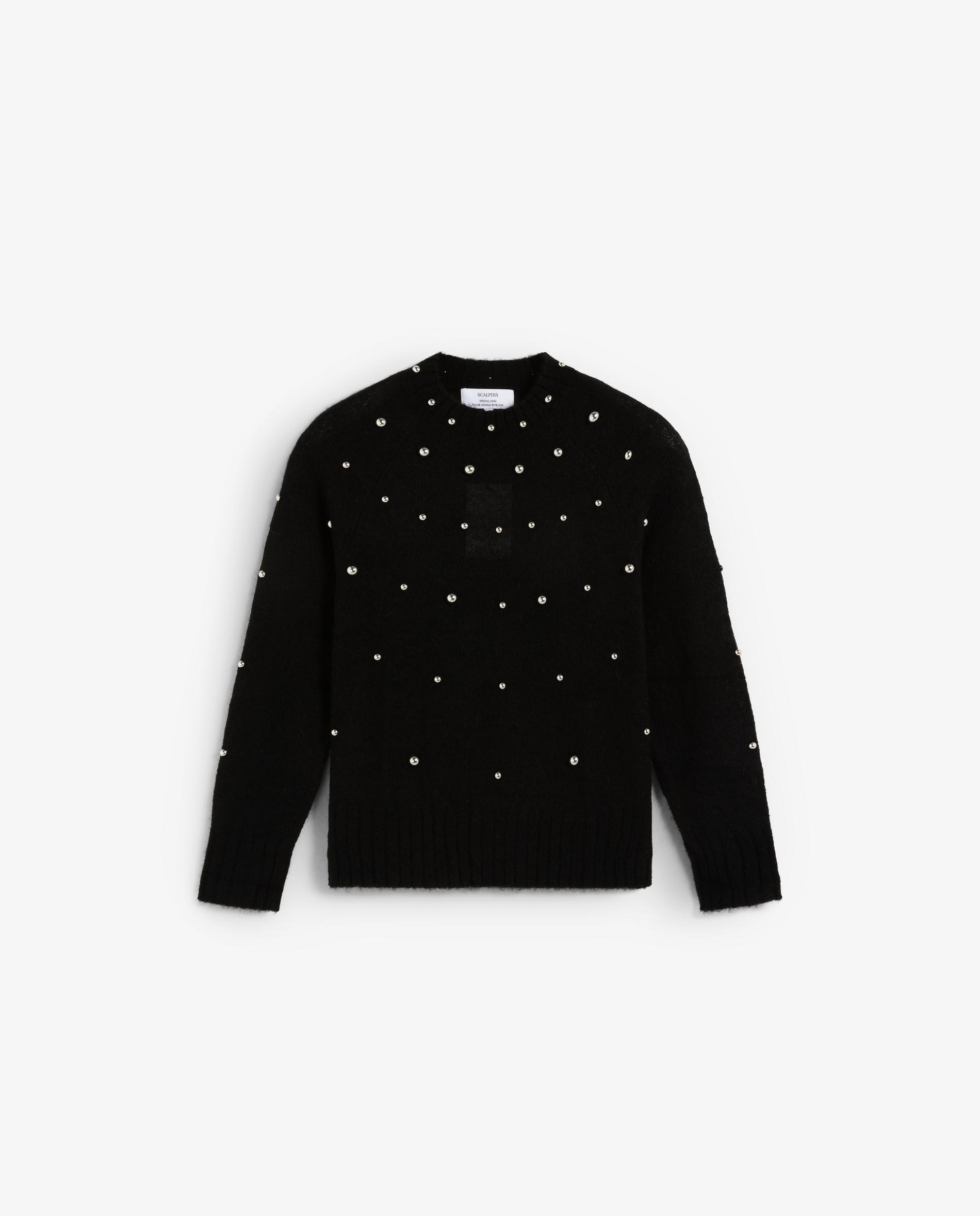 Jersey de mujer con cuello redondo y studs decorativos - Scalpers - Negro Negro-1