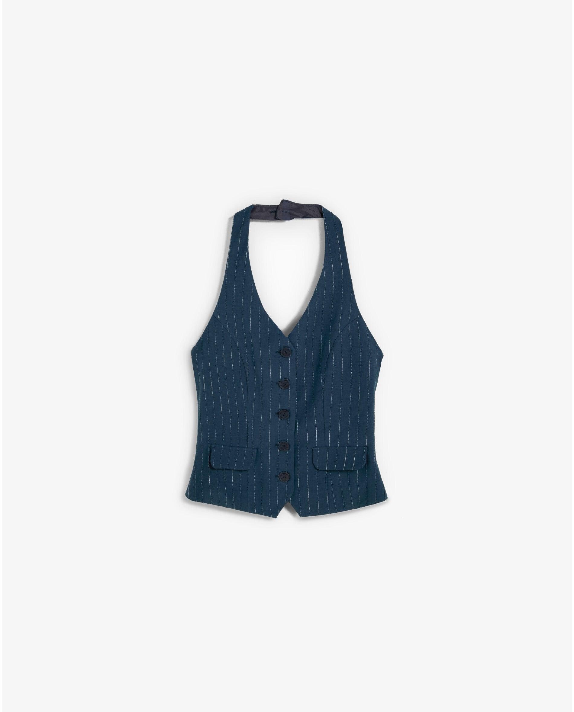 Chaleco de mujer hatter con rayas en lúrex - Scalpers - Azul oscuro Azul oscuro-5