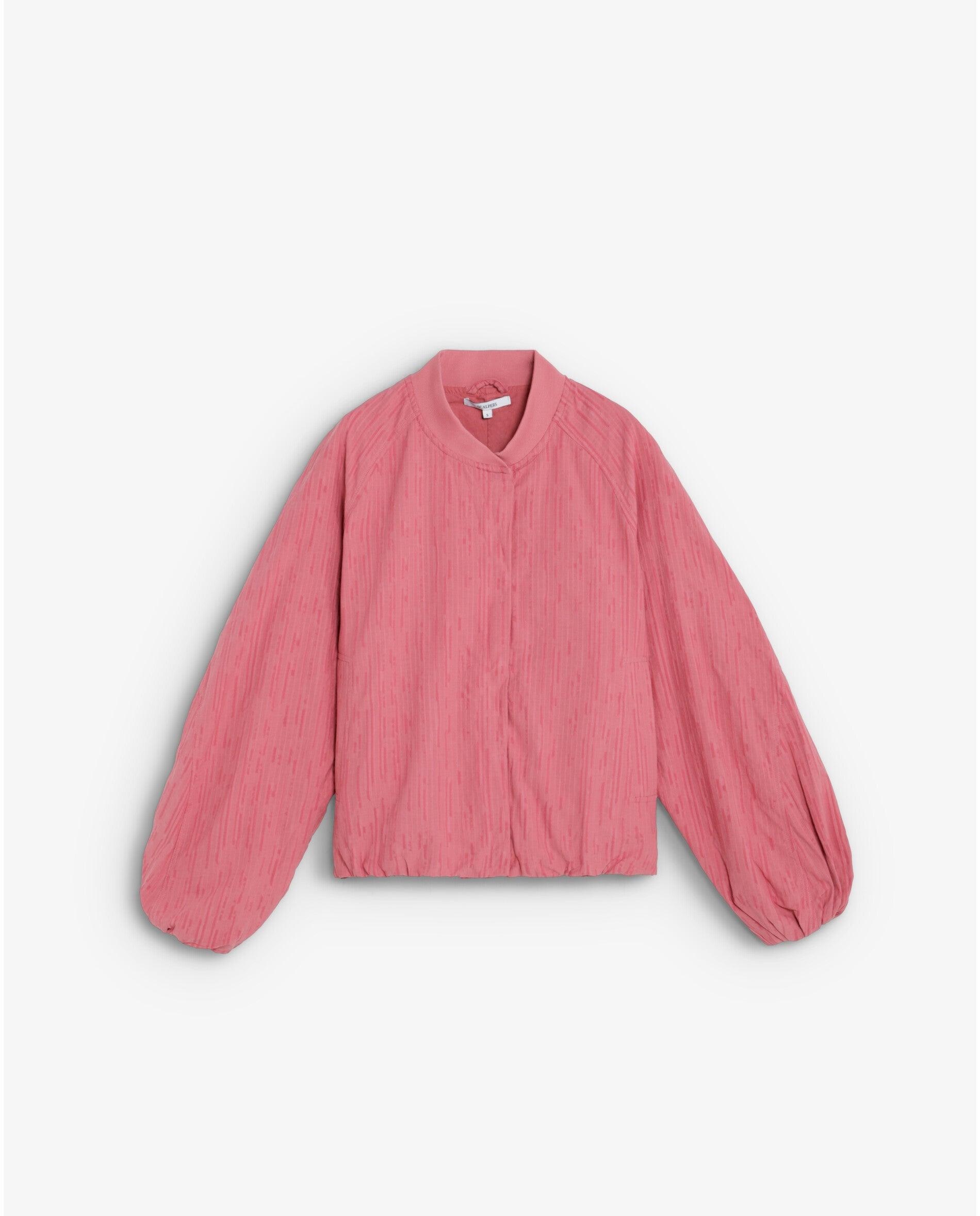 Chaqueta de mujer en tejido con textura y mangas abullonadas - Scalpers - Rosa Rosa-1