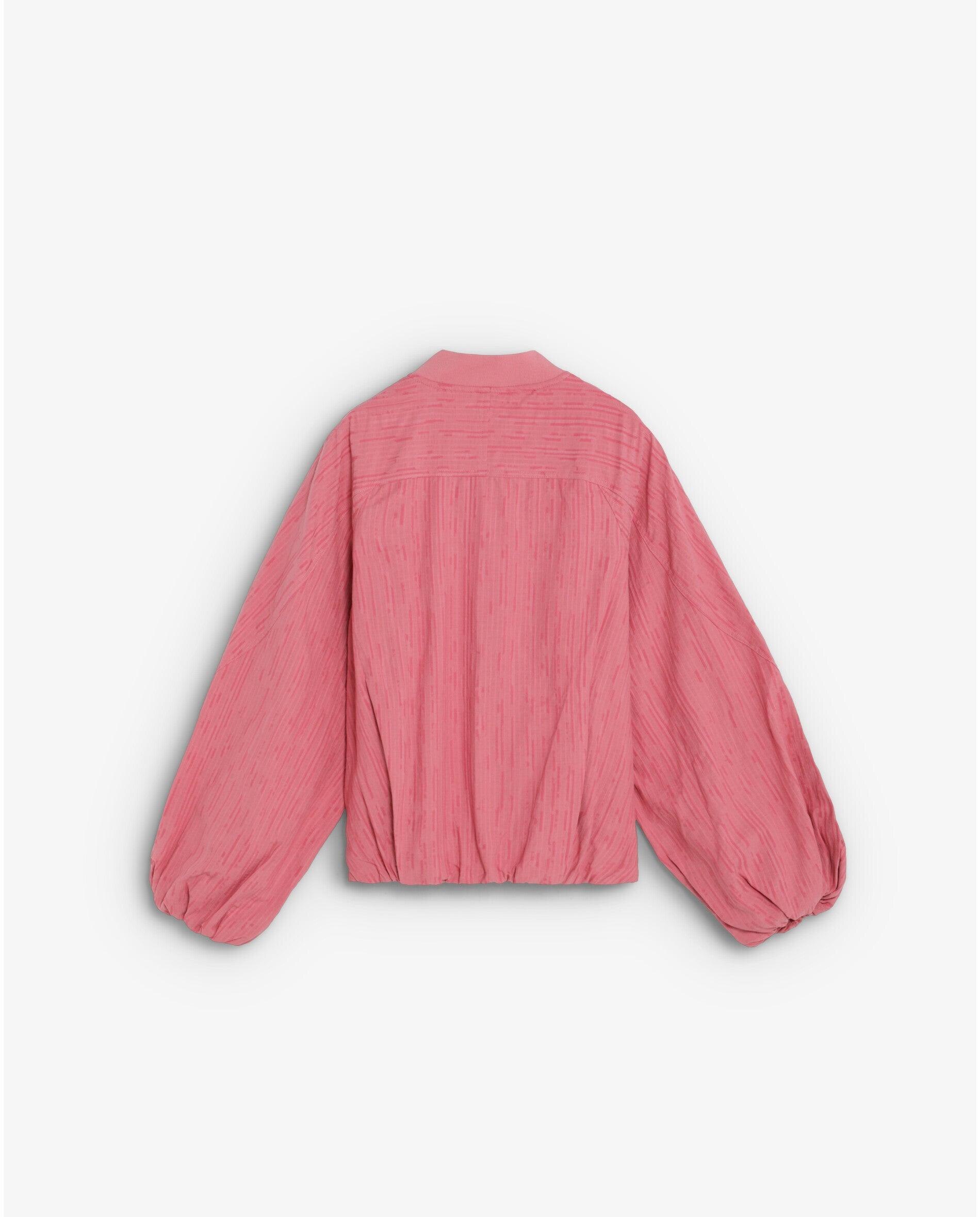 Chaqueta de mujer en tejido con textura y mangas abullonadas - Scalpers - Rosa Rosa-2