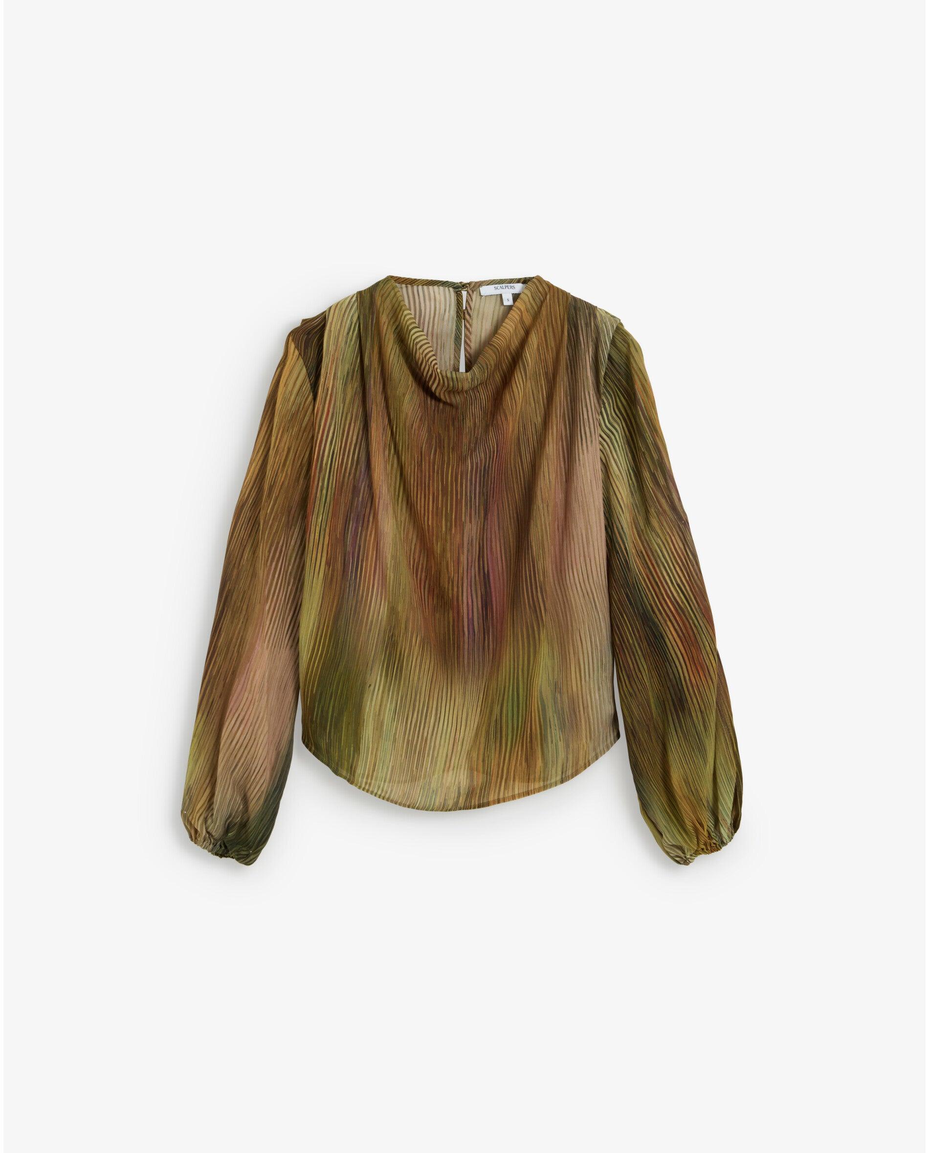 Blusa de mujer en tejido plisado con puños elásticos - Scalpers - Multicolor Multicolor-1