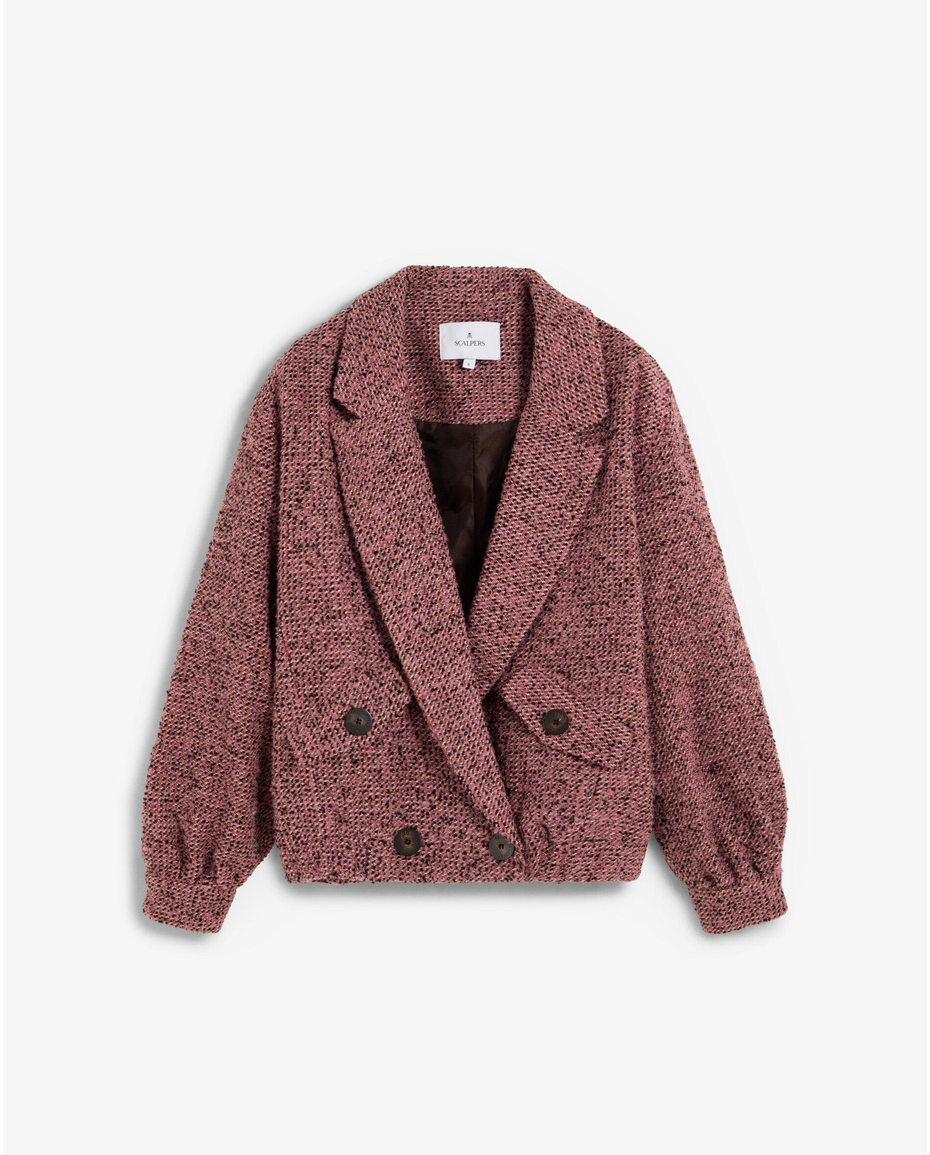 Chaqueta de mujer relaxed fit en tejido con textura - Scalpers - Rosa Rosa-1
