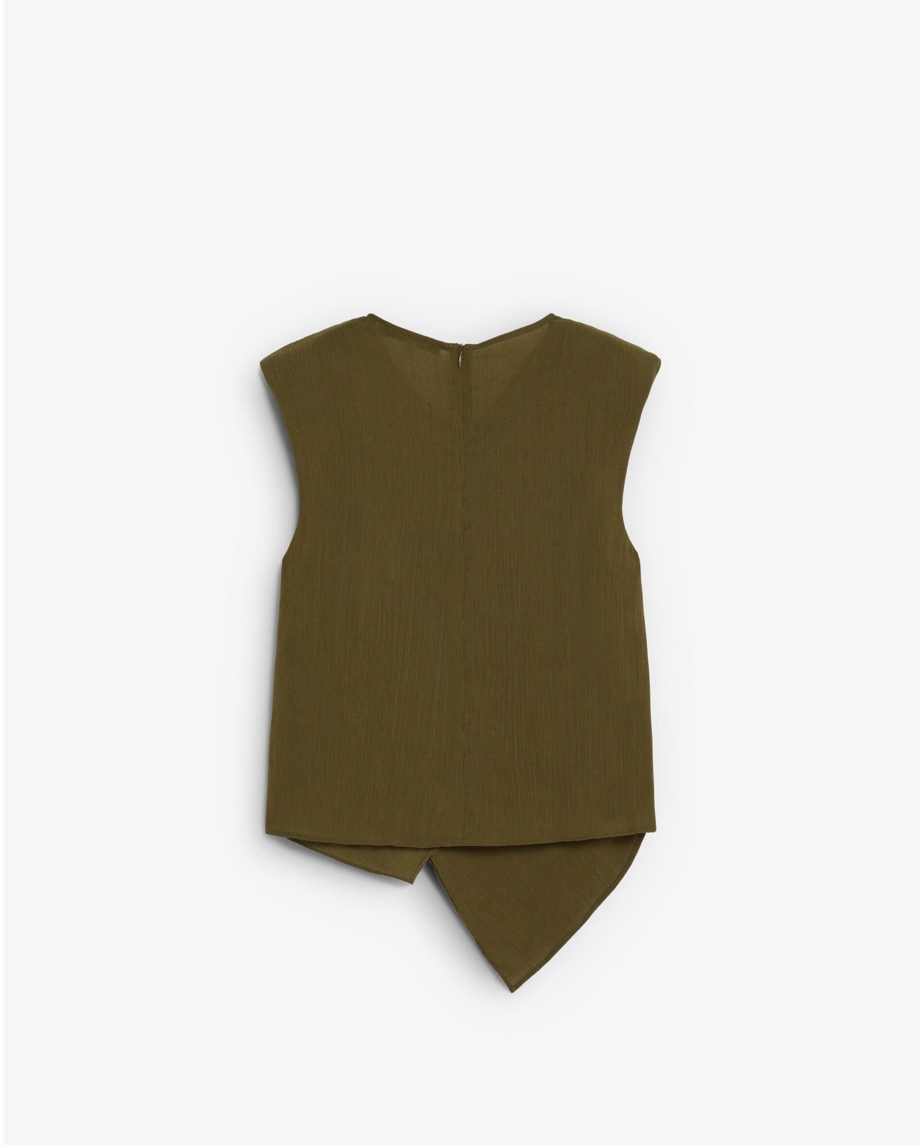 Top de mujer en tejido texturizado con bajo asimétrico - Scalpers - Kaki Kaki-2