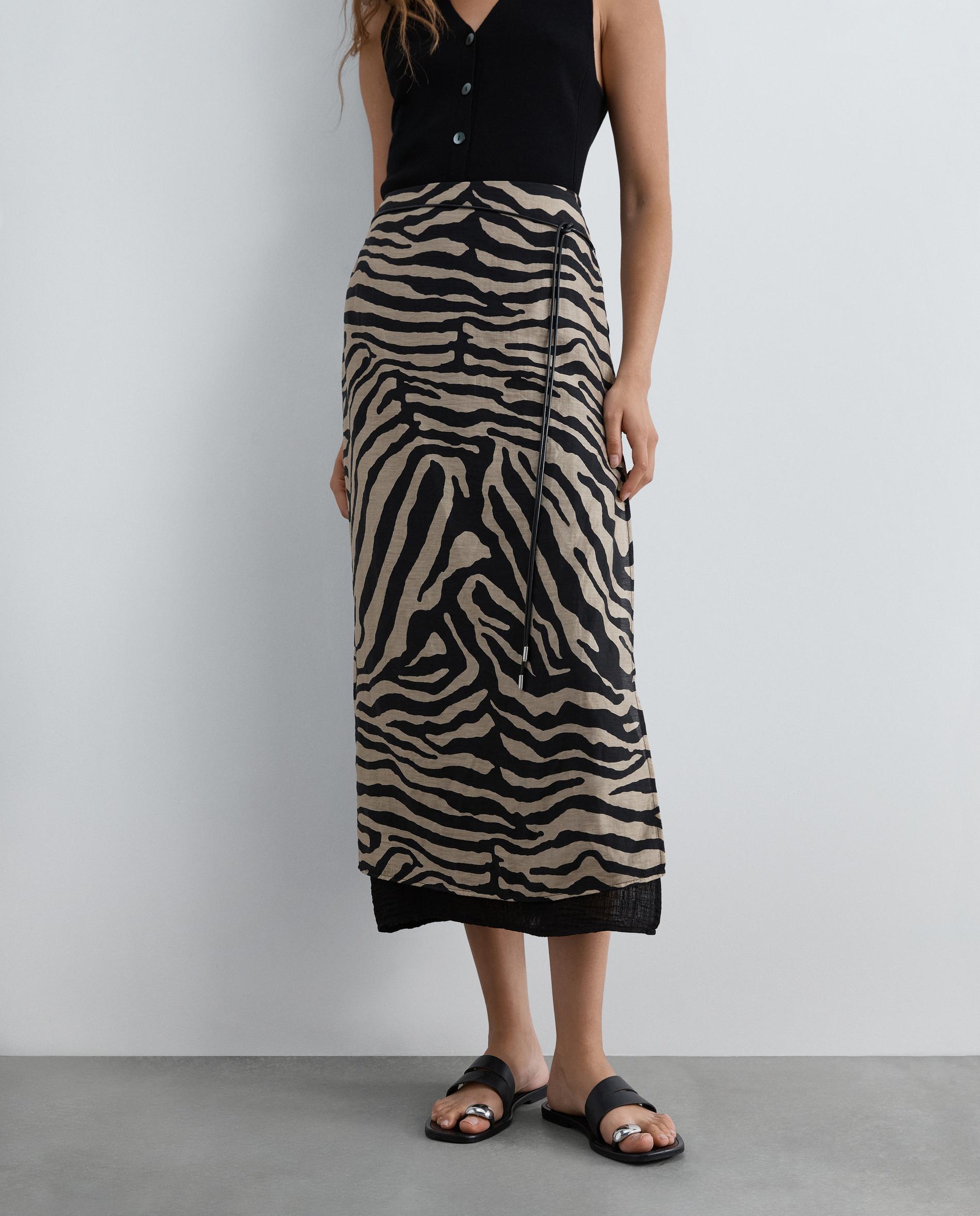 Falda midi animal print de corte recto - Scalpers - Multicolor Multicolor-2