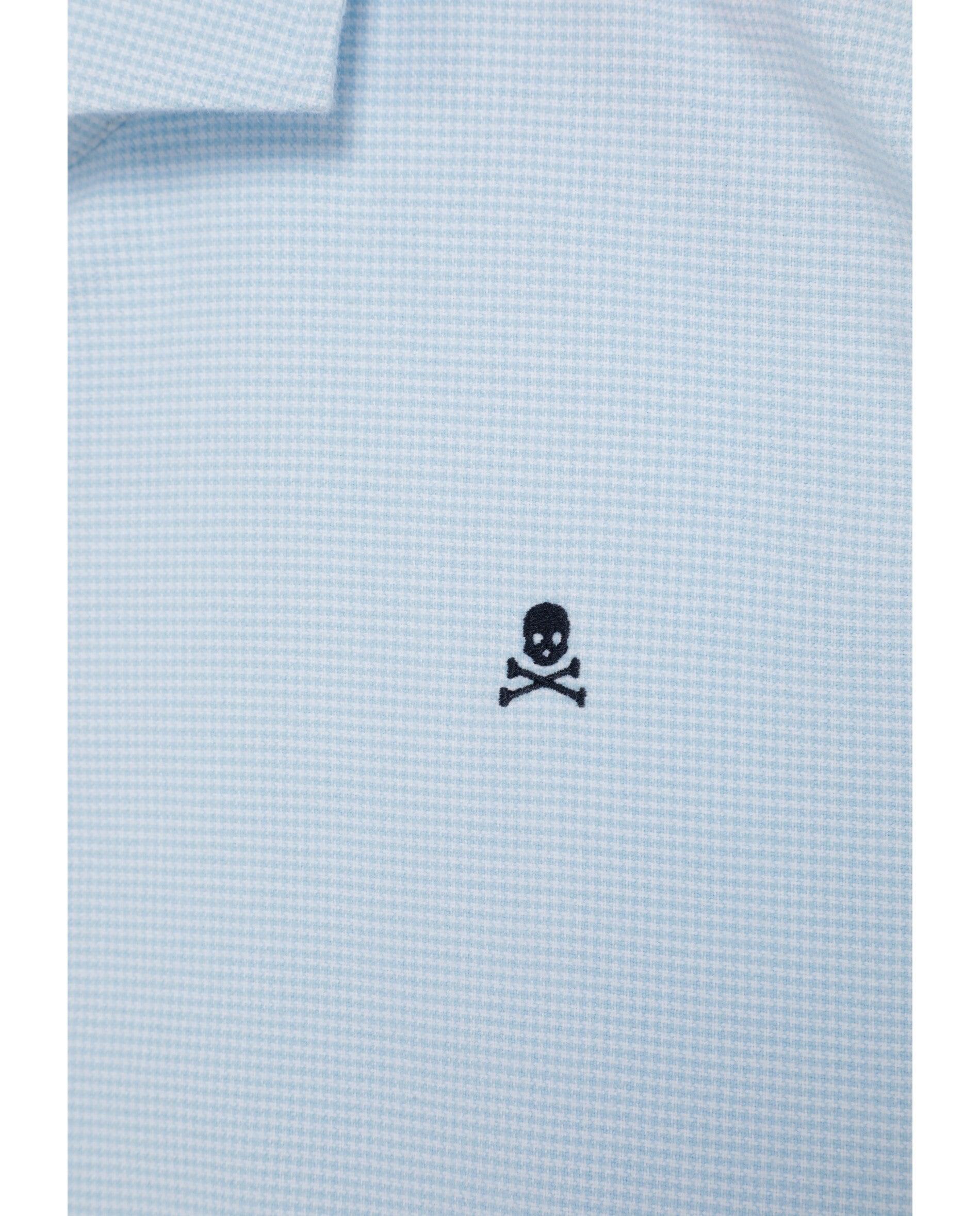 Camisa oxford de hombre slim fit con microestampado de cuadros - Scalpers - Azul Azul-2