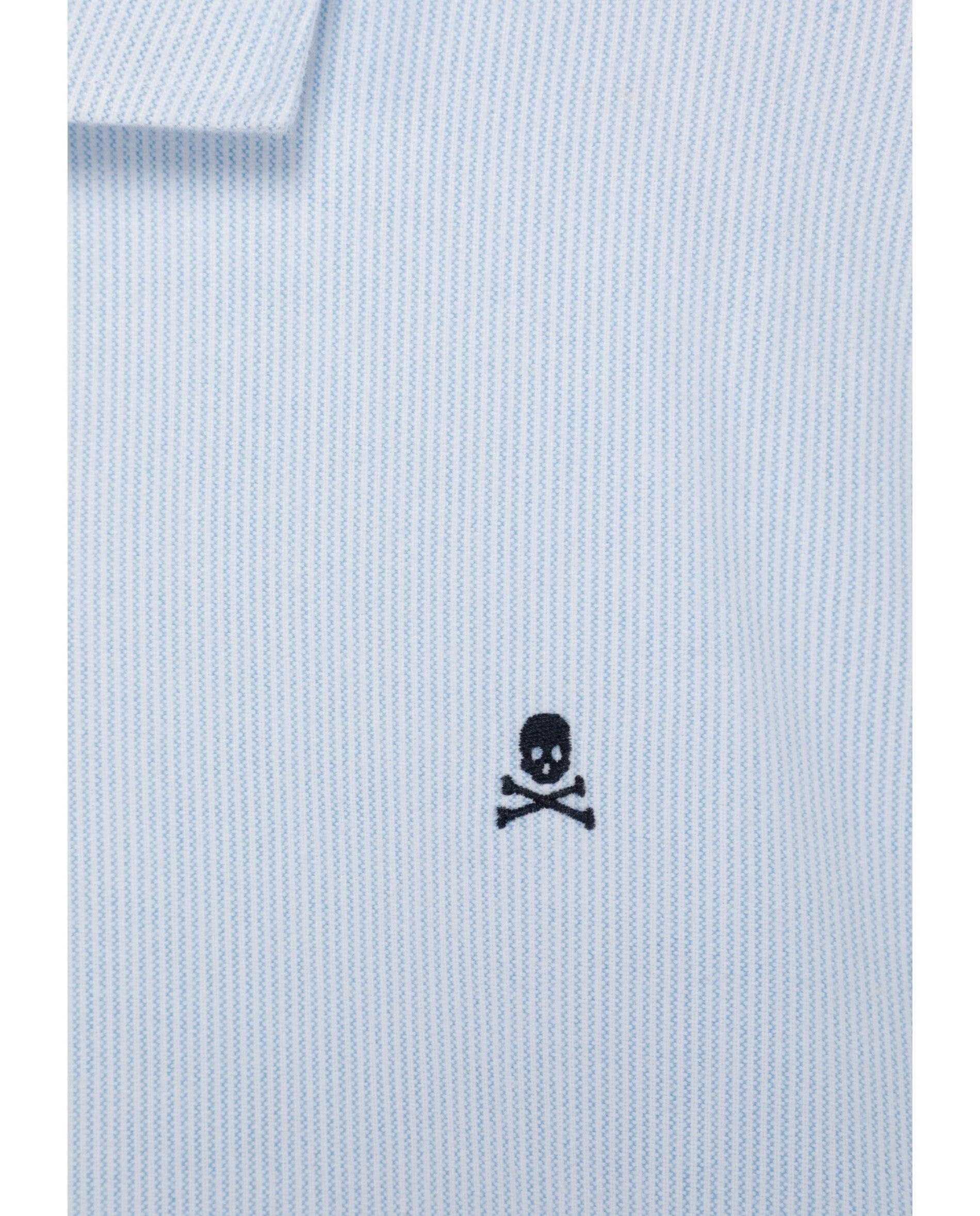 Camisa oxford de hombre slim fit con microestampado de rayas - Scalpers - Azul Azul-2