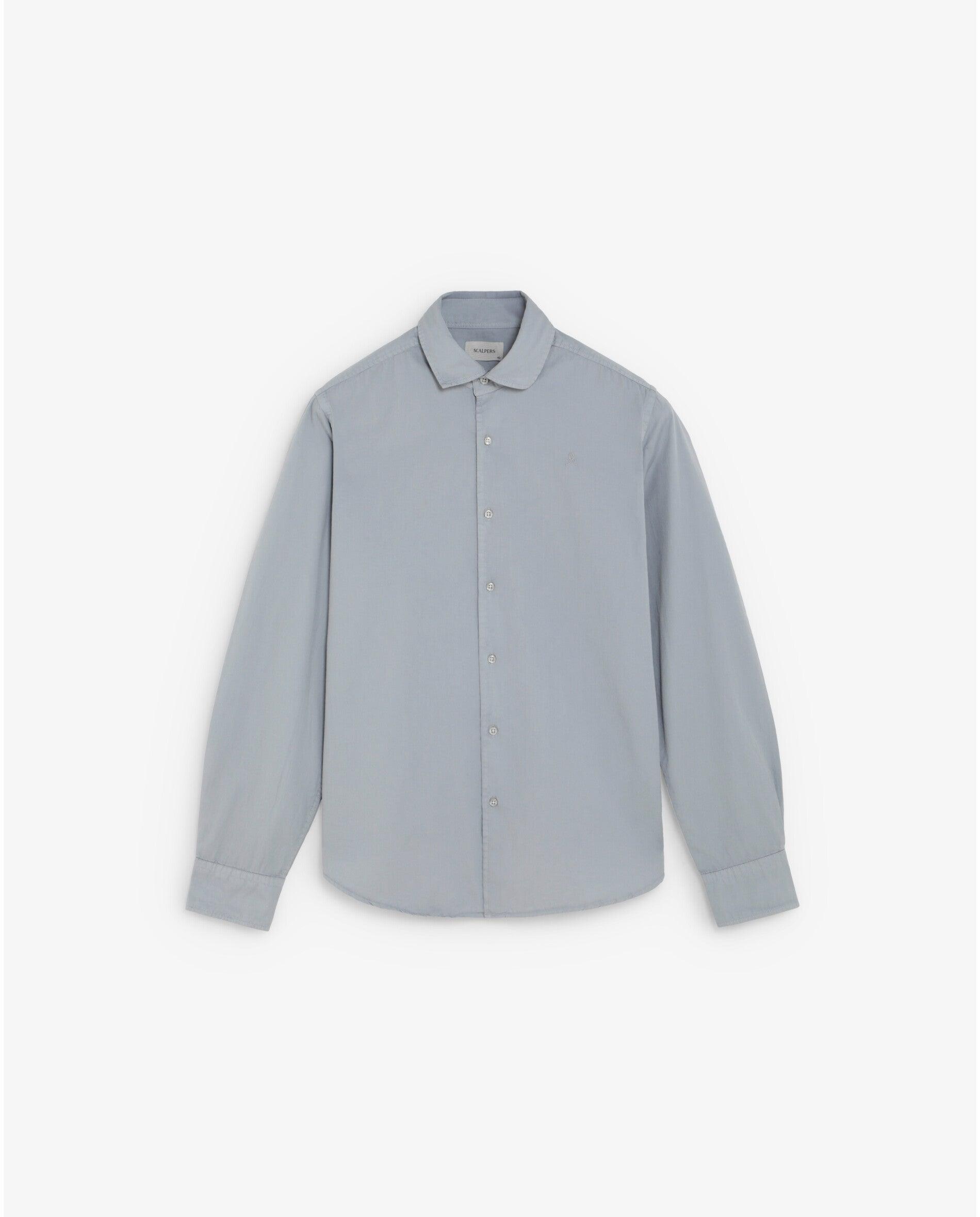 Camisa de hombre regular fit 100% algodón - Scalpers - Azul grisáceo Azul grisáceo-1