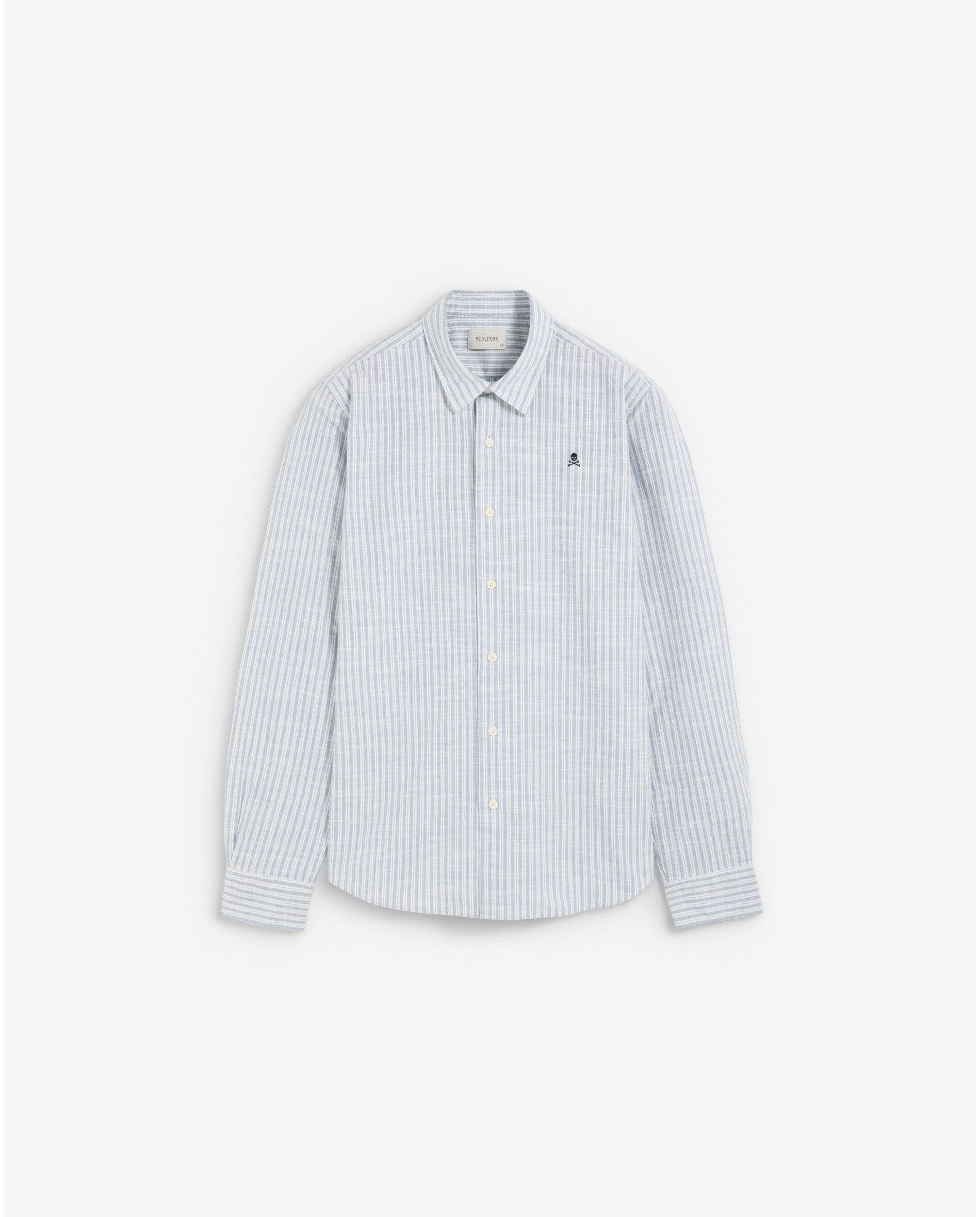 Imagen 0 de Camisa de hombre regular fit con estampado de rayas Azul