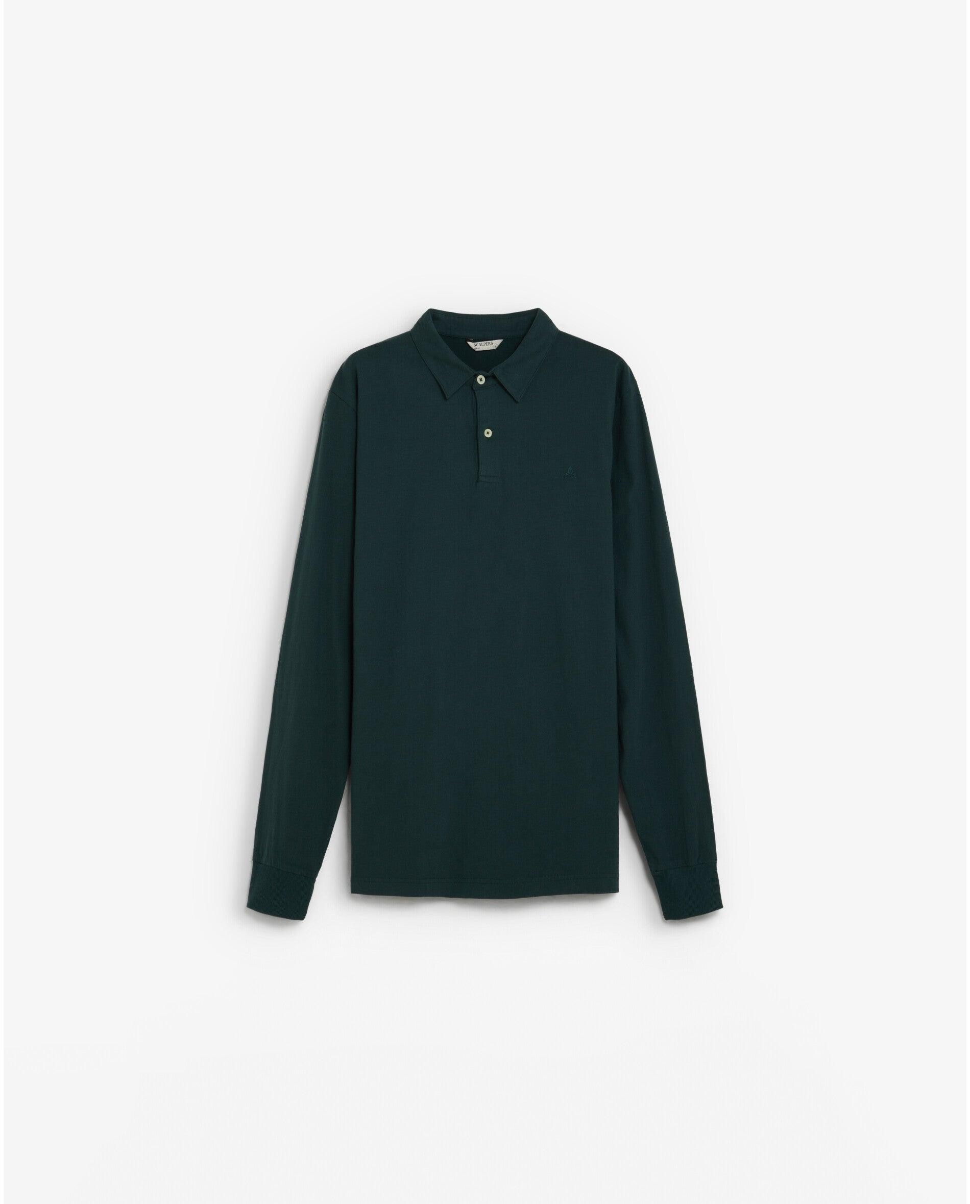 Imagen 0 de Polo de hombre regular fit de manga larga Verde oscuro