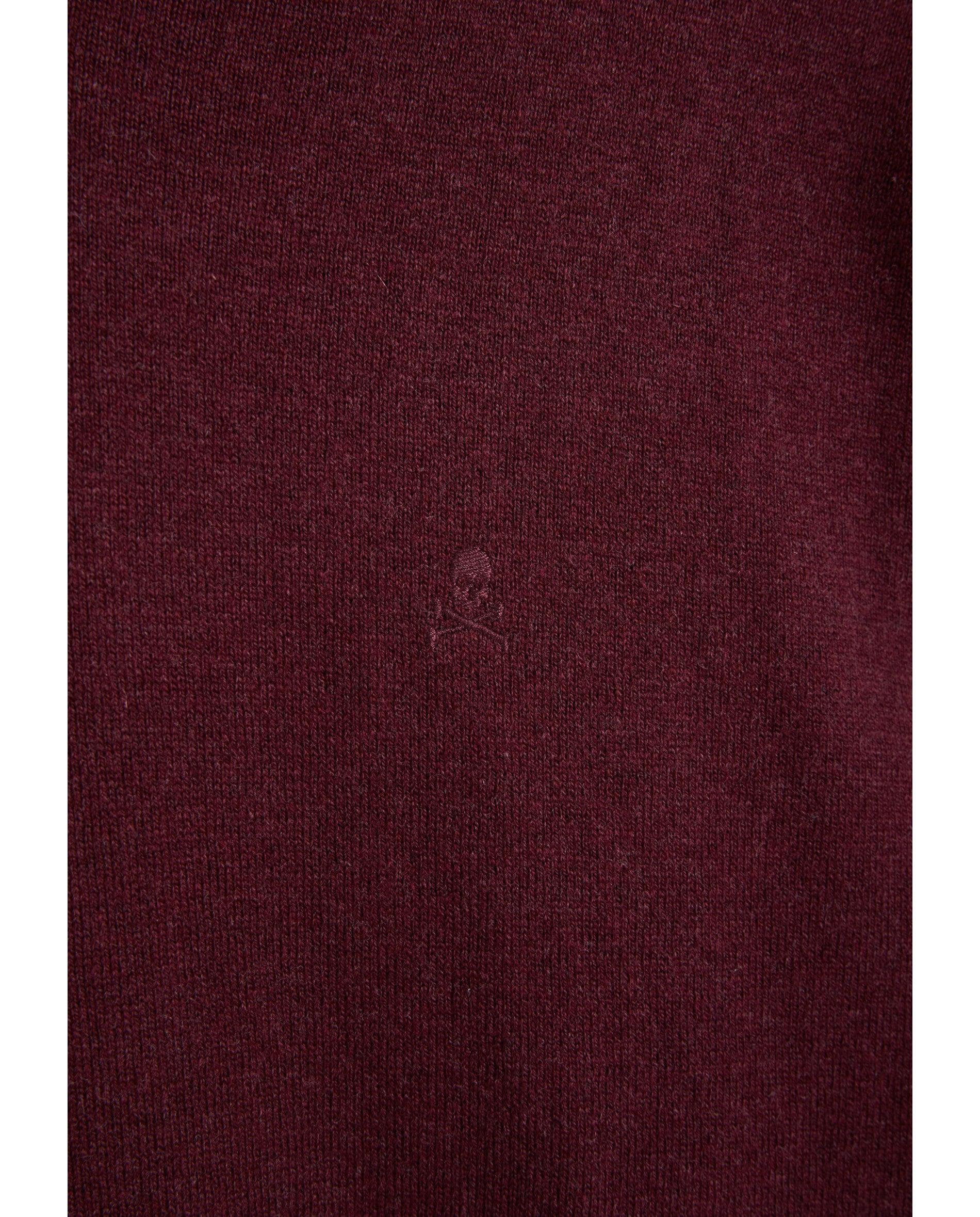 Jersey de hombre con cuello redondo y calavera bordada a tono - Scalpers - Burdeos Burdeos-2