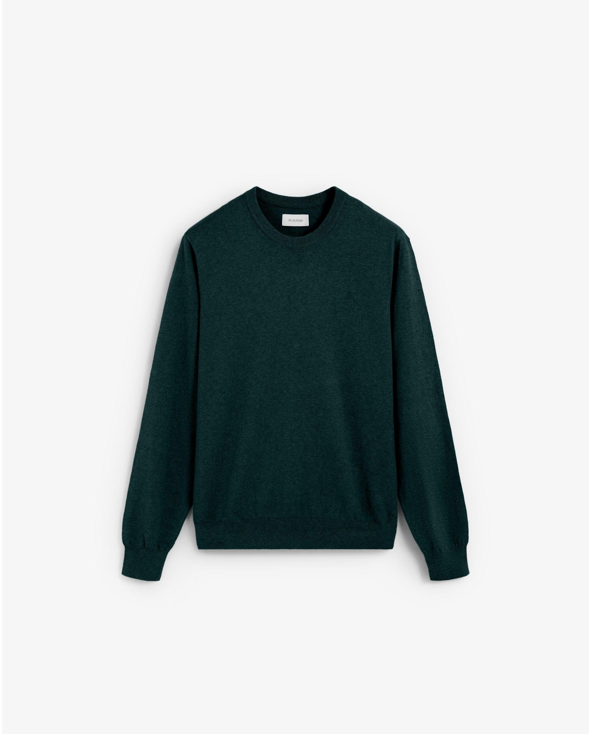 Jersey de hombre con cuello redondo y calavera bordada a tono - Scalpers - Verde oscuro Verde oscuro-1