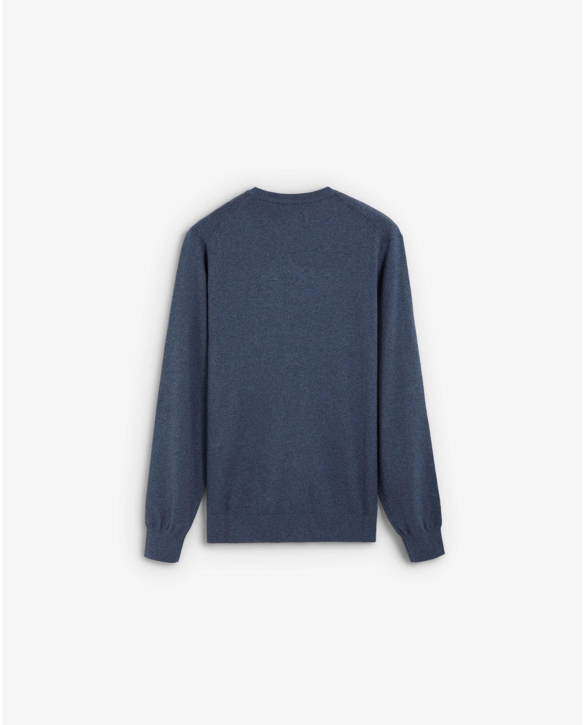 Jersey de hombre con cuello de pico y calavera bordada a tono - Scalpers - Azul índigo Azul índigo-3