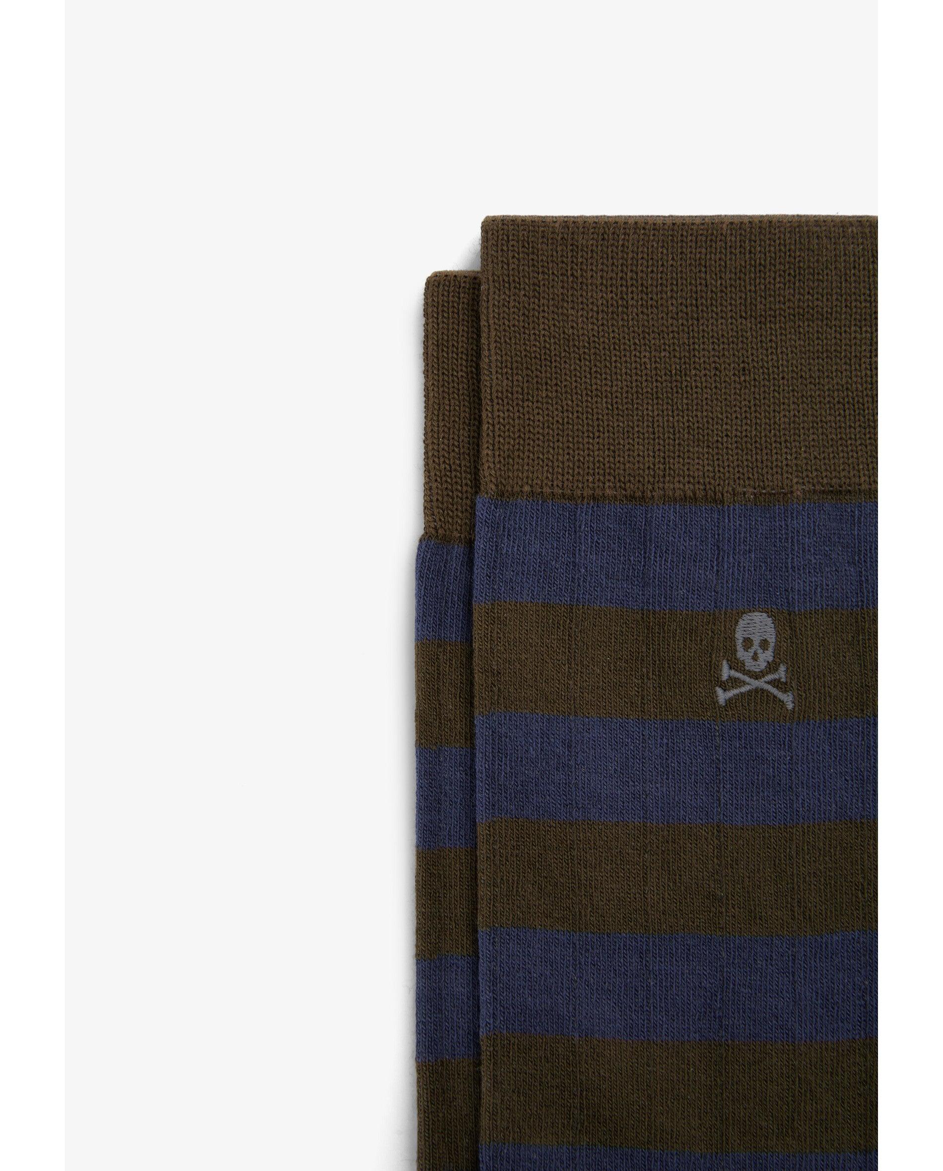 Calcetines altos de hombre de caña alta con estampado de rayas - Scalpers - Kaki Kaki-3